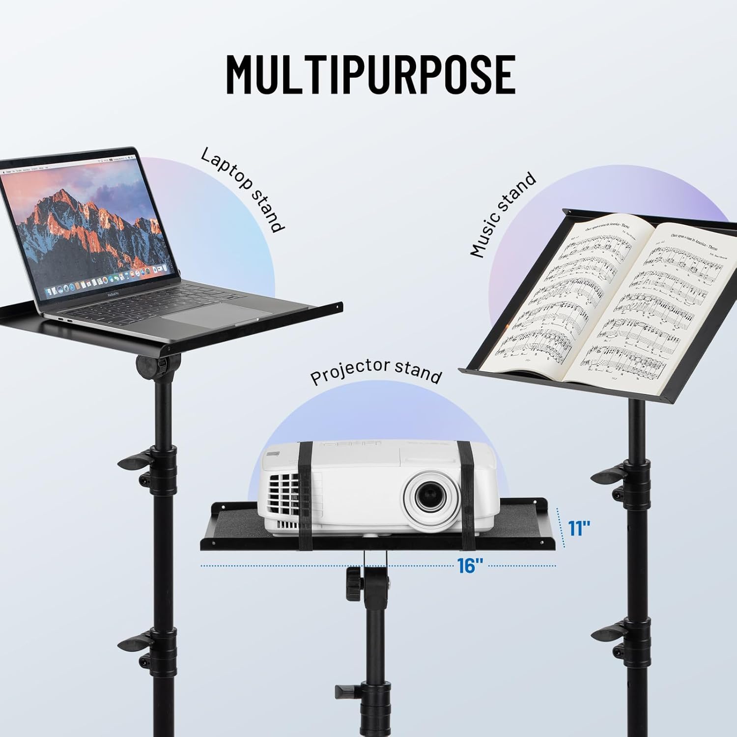 CAHAYA Soporte de trípode para proyector ajustable altura de 26 a 51.5 pulgadas, soporte para computadora portátil, soporte multifuncional portátil