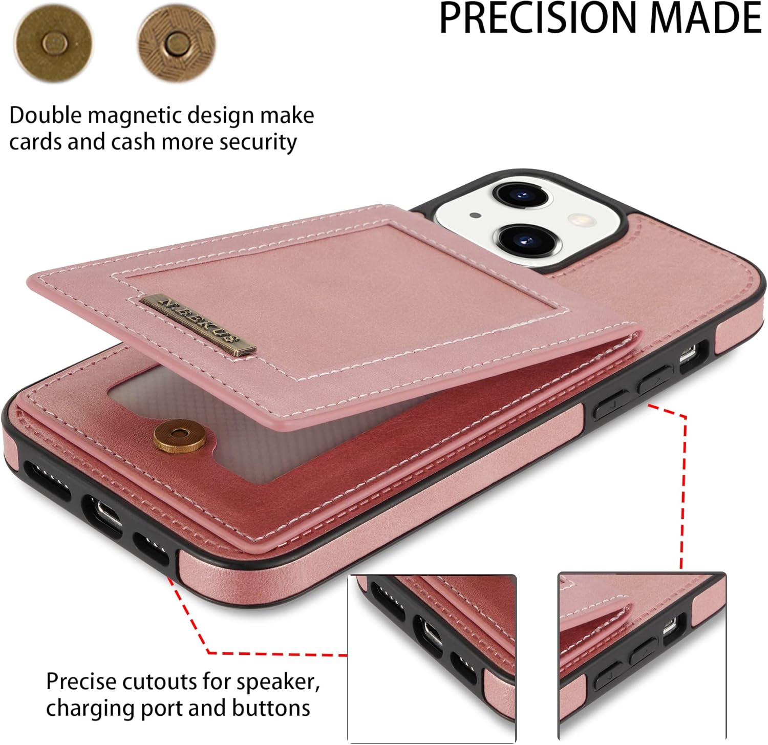 Funda compatible con iPhone 13 Mini de 5.4 pulgadas con soporte de cuero para tarjetas de crédito, cierre magnético, accesorios para celulares,