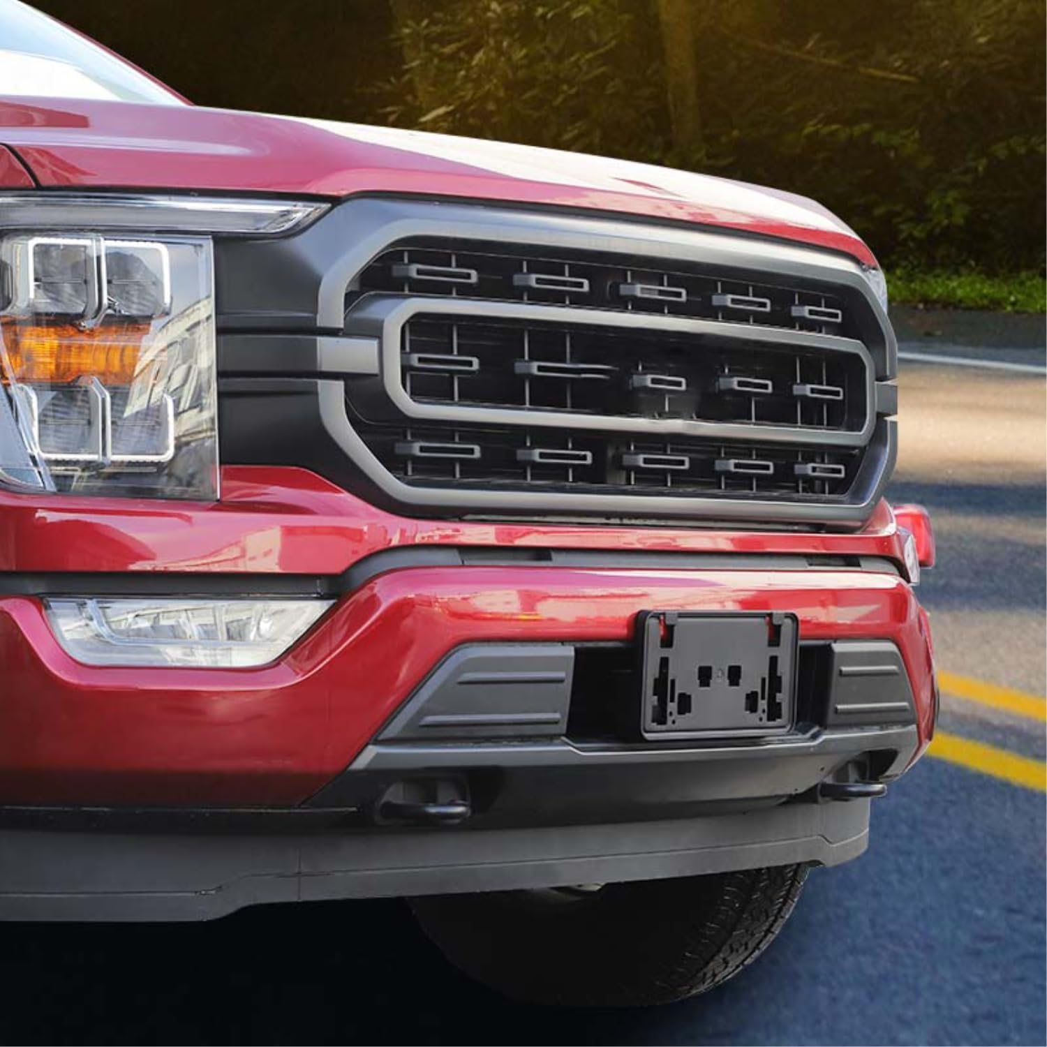 JeCar Soporte de montaje para placa de matrícula F150 compatible con Ford F150 2021+ Marco de soporte de placa frontal (negro)