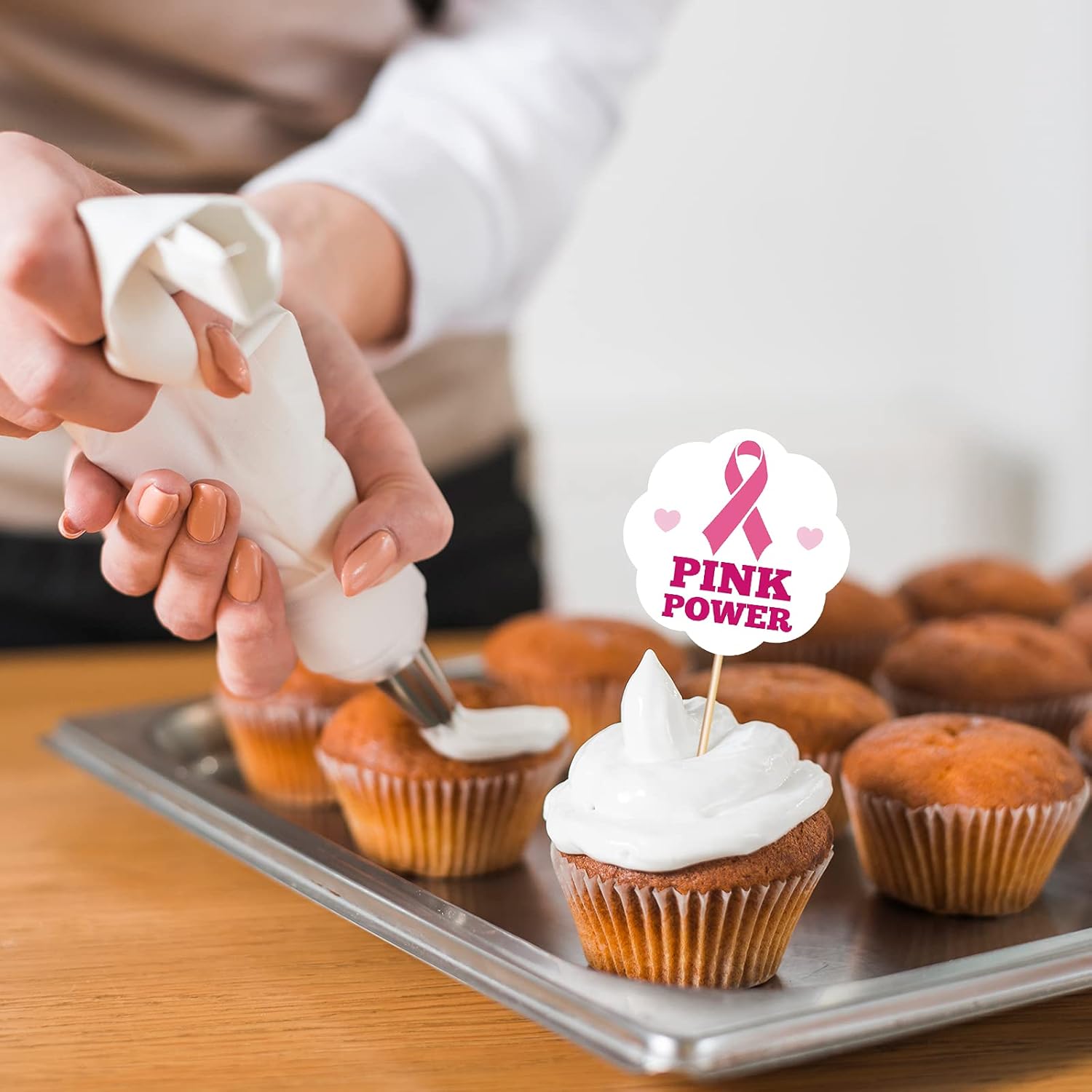 Selecciones de concienciación sobre el cáncer de mama, decoraciones de cinta rosa, palillos de dientes para cóctel, suministros para fiesta, 144