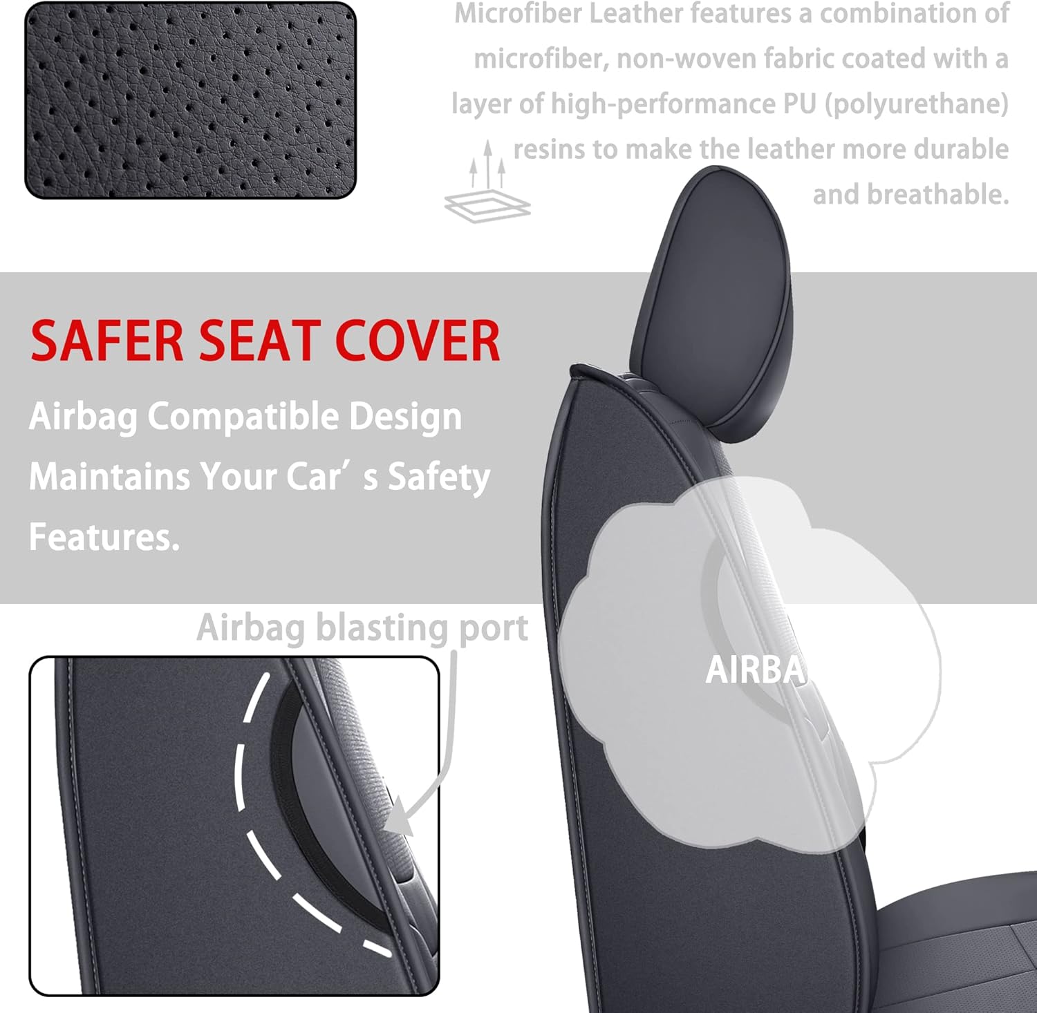 TOMIC Juego completo de fundas de asiento de automóvil con funda de cojín de cuero impermeable para camioneta para camioneta compatible con Ford