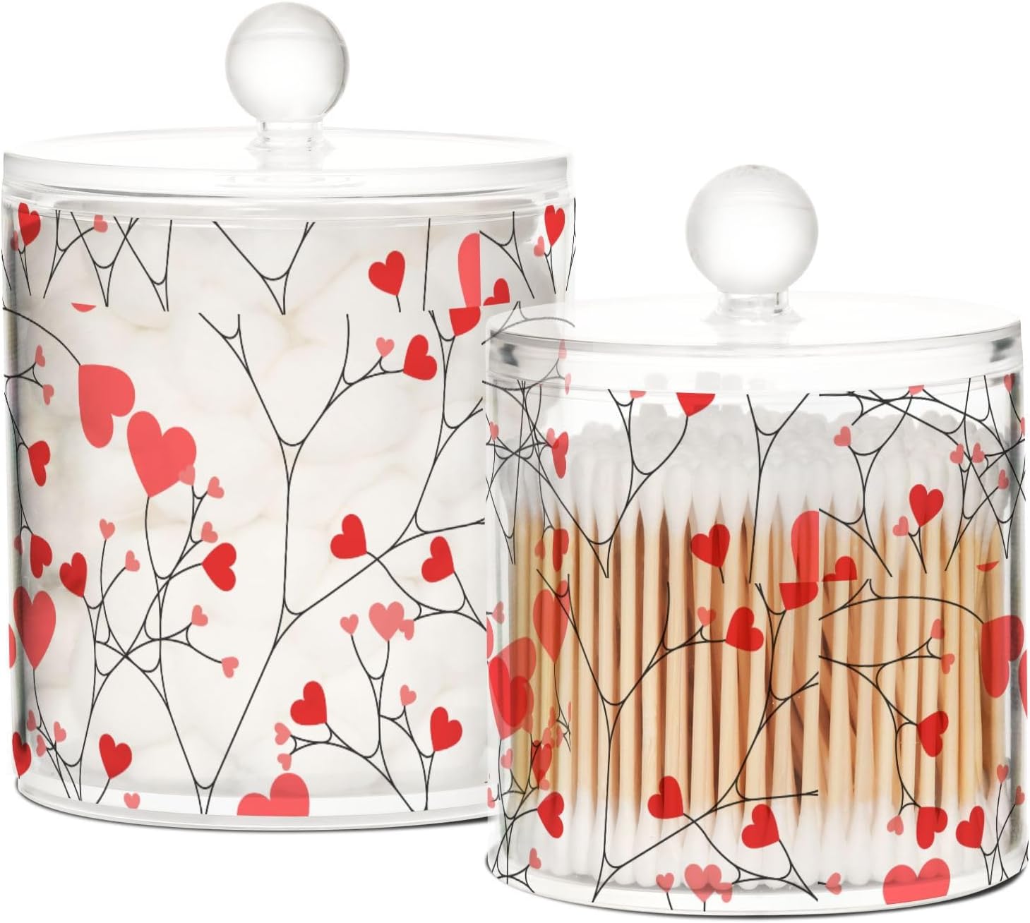 Tarros de plástico para el día de San Valentín con tapas, tarros de plástico, recipientes de baño, tarro de bolas de algodón para dormitorio,