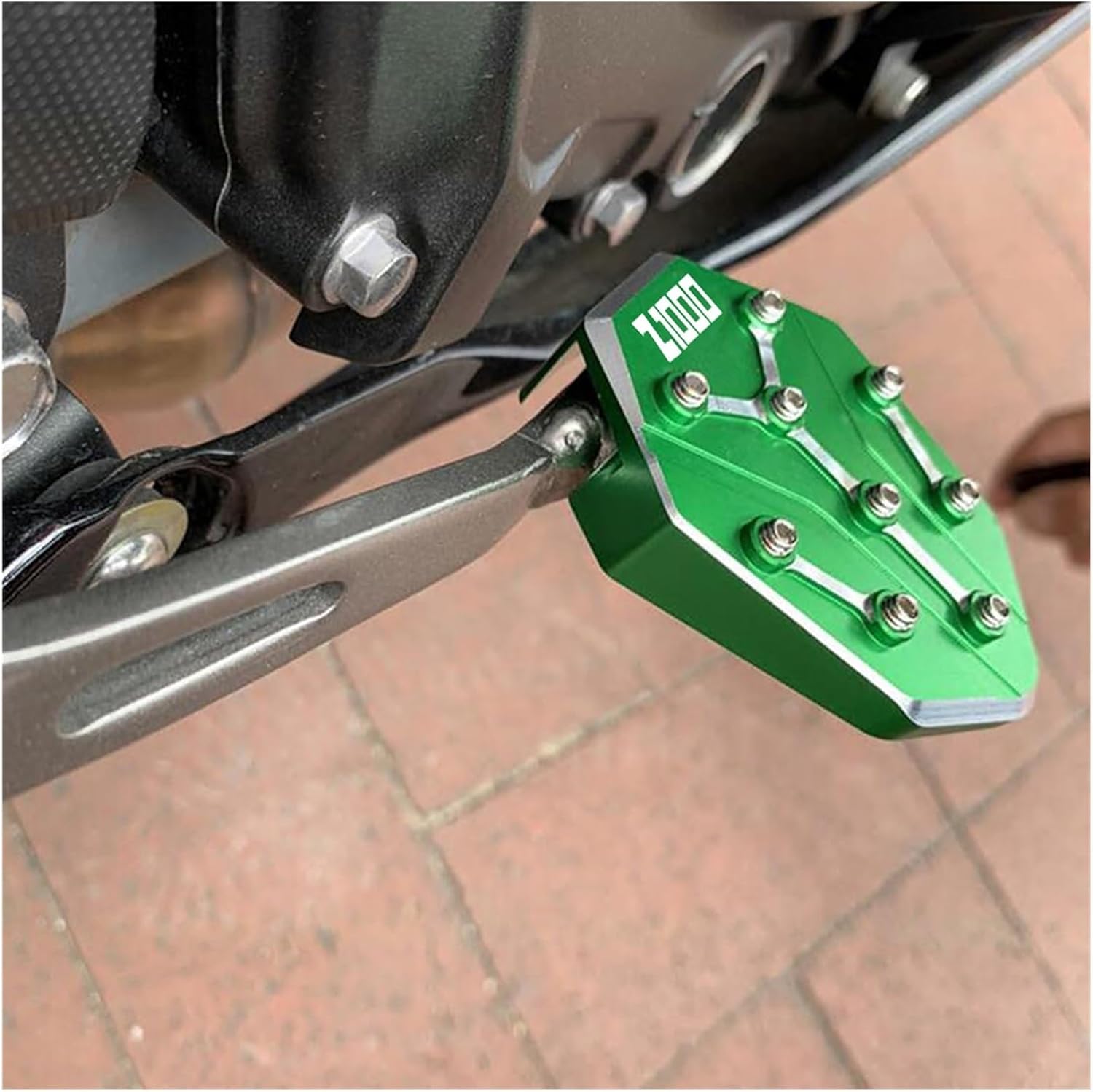 CNC aluminio Motorcycle Kickstand Side Stand Enlarge Extension for Kawasaki Z900 Z650 Z800 Z1000 Ninja 650 1000 SX (Color  Black VERSYS650)