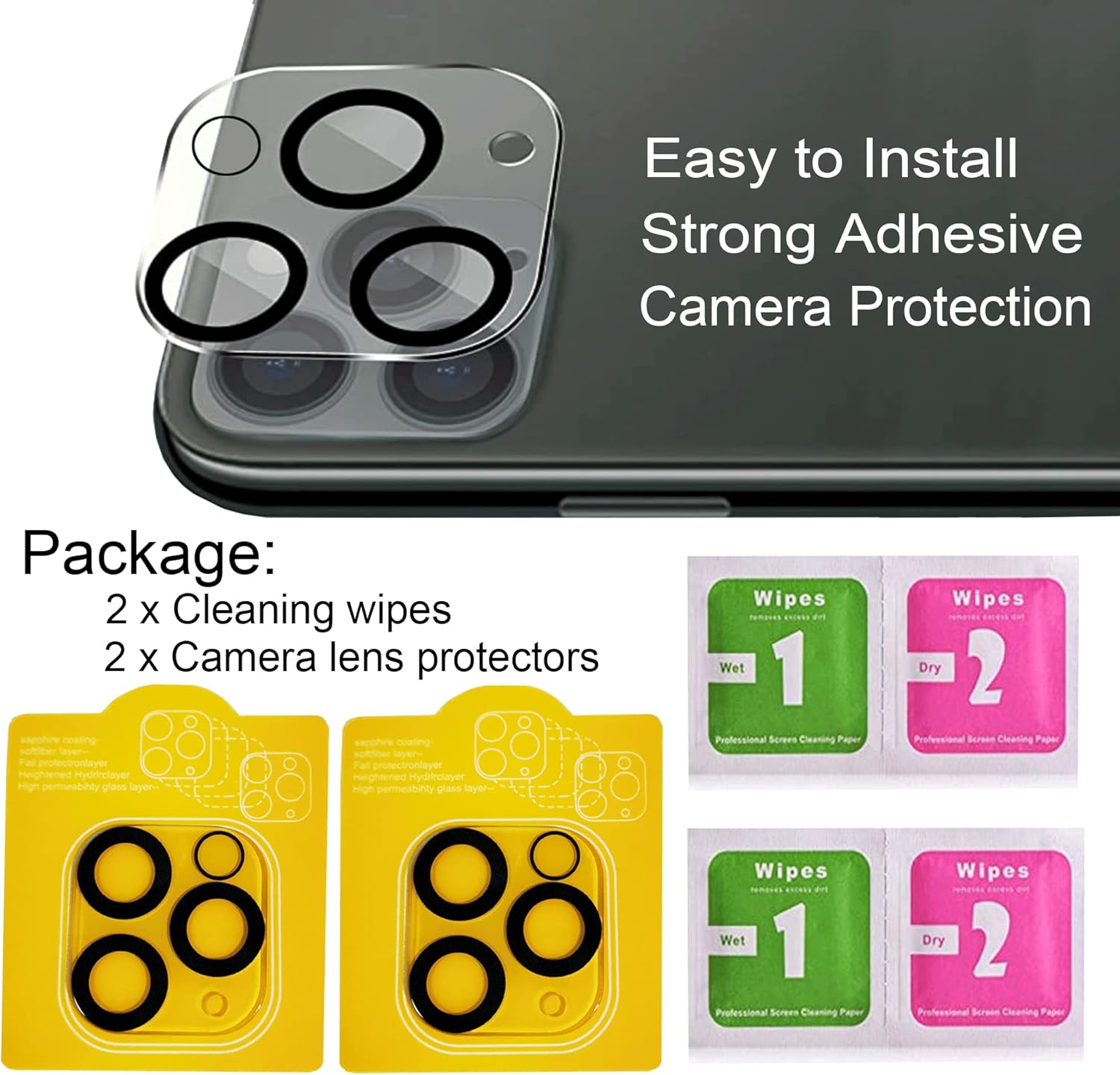 Paquete de 2 protectores de lente de cámara compatibles con iPhone 14 Pro Max transparente, cubierta de cámara 14 Pro  14 Pro Max, vidrio templado