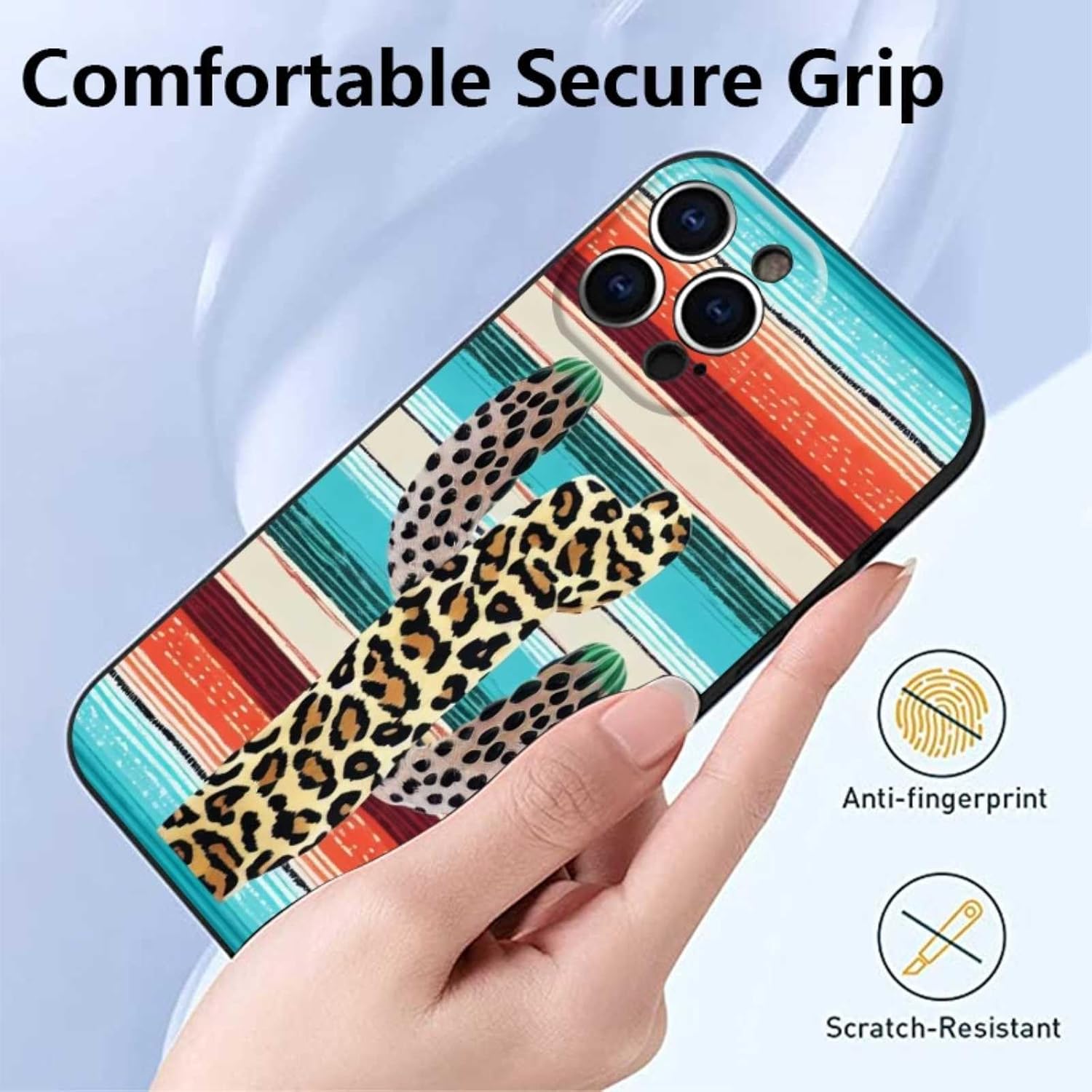 Funda compatible con iPhone 14 Pro Max Western, turquesa occidental, cactus leopardo, guepardo, vaquera, rayas mexicanas, serape vaquero, para