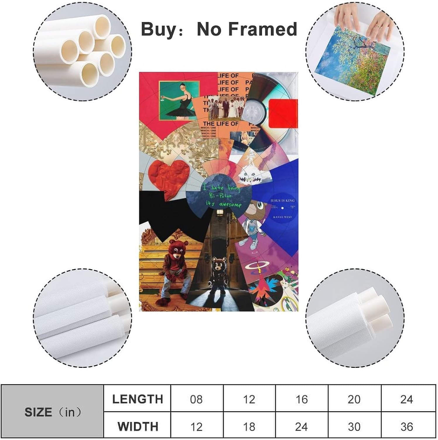 ChezMax KANYE WEST – Póster de 12 x 18 pulgadas (11.8 x 17.7 in)