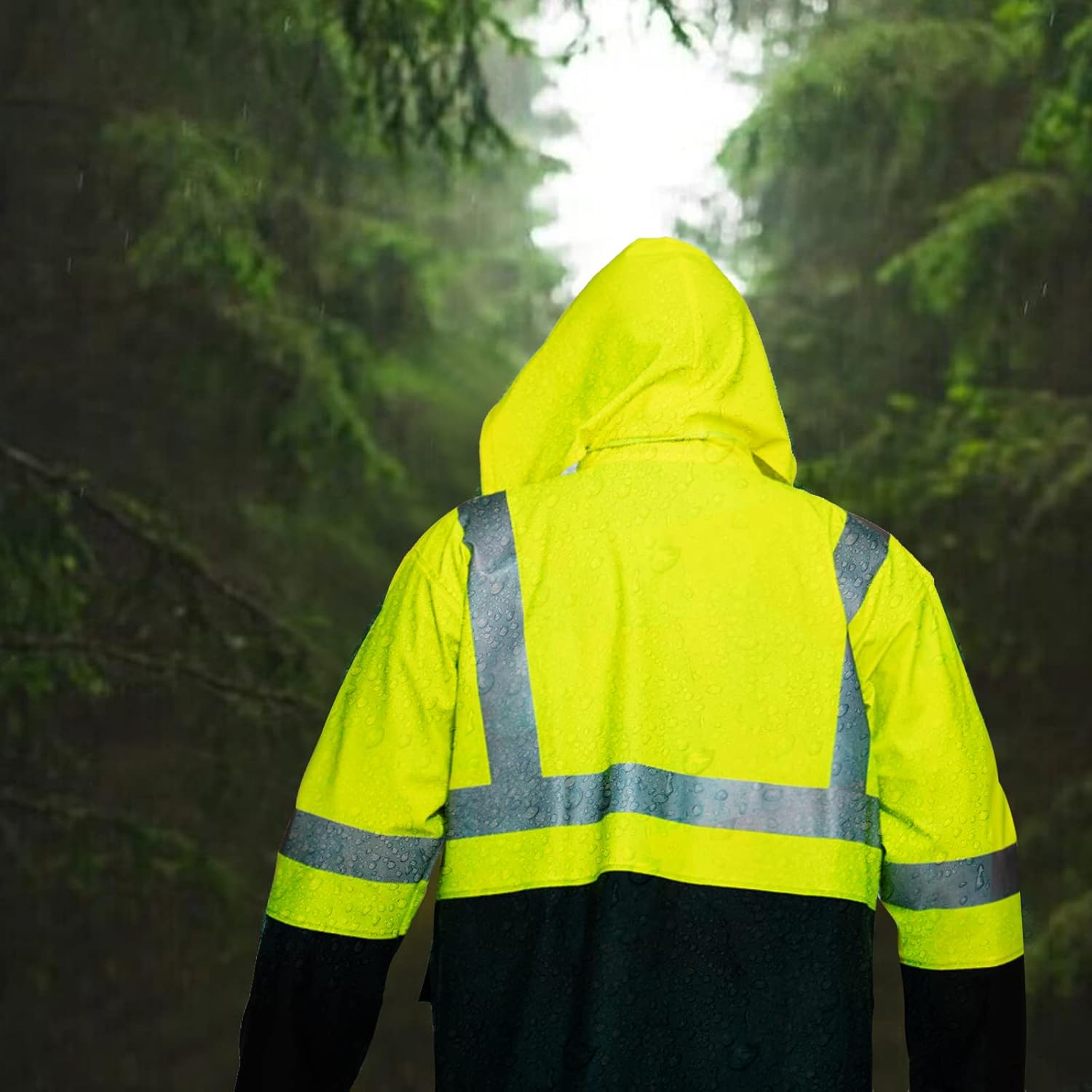 Trajes de lluvia para hombres y mujeres, impermeable, resistente al agua, ropa de lluvia, chaqueta y pantalones, capucha oculta