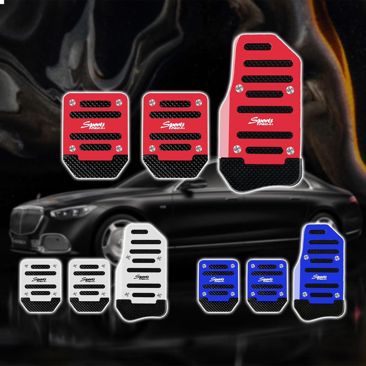 pvotawp 3 almohadillas antideslizantes para pedal de aleación de aluminio para automóvil, cubierta de pastillas de freno de transmisión manual