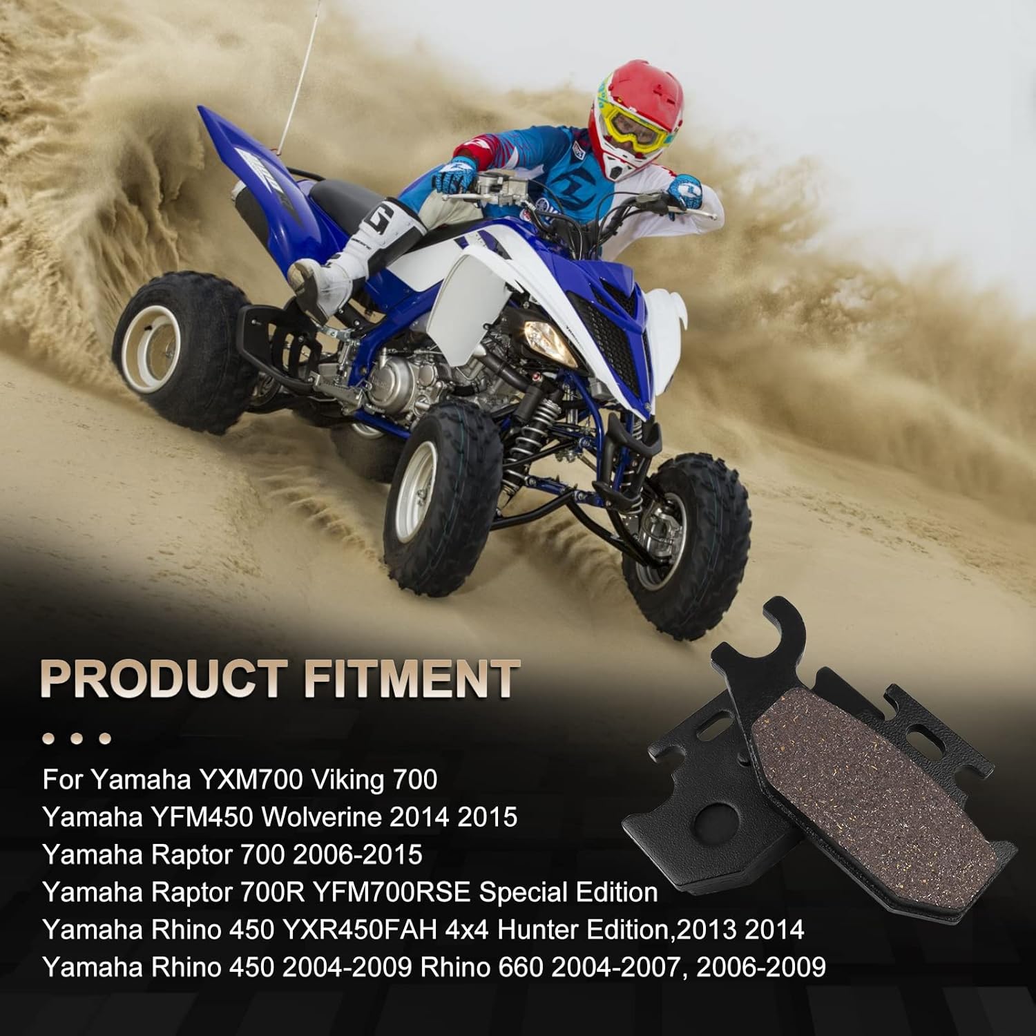 Pastillas de Freno Posterior para Yamaha Rhino 660 2004-2007 Rhino 450 2004-2009 Raptor 700 700R 2006-2015