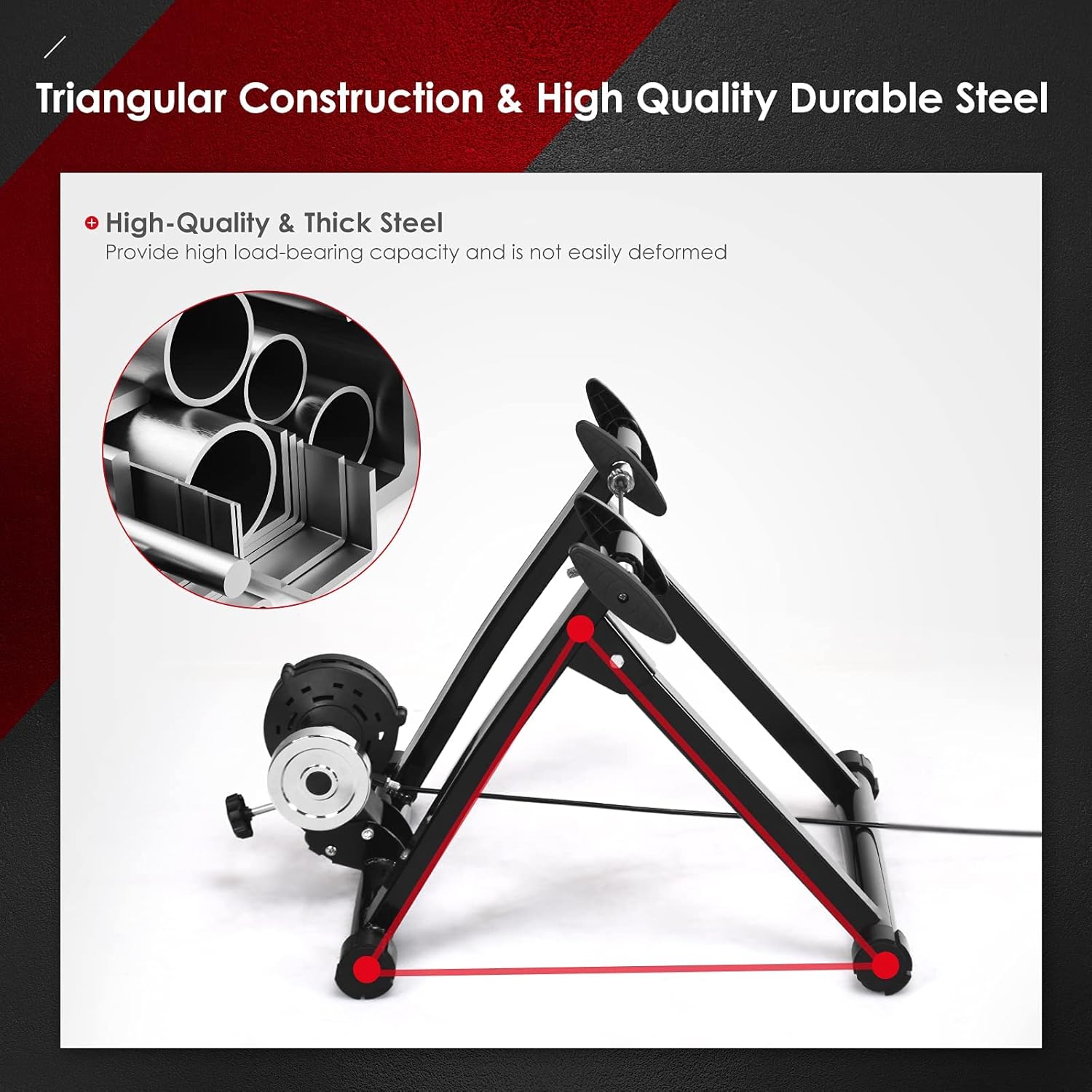 Sporfit Soporte de entrenamiento de bicicleta, soporte de bicicleta estacionario para montar en interiores, soporte magnético de acero para ruedas