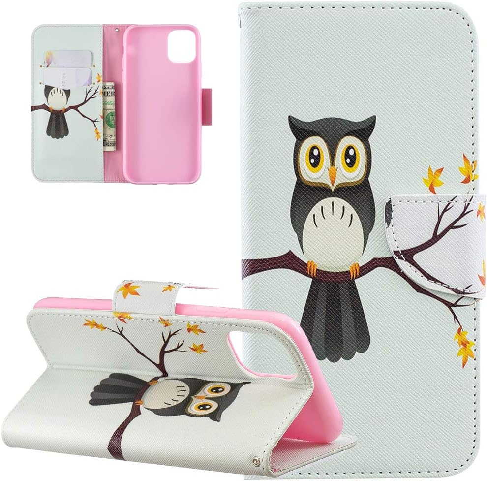 LEECOCO – Funda para iPhone 11 a prueba de golpes, bonita cartera de poliuretano con ranuras para tarjetas para efectivo, piel sintética de alta