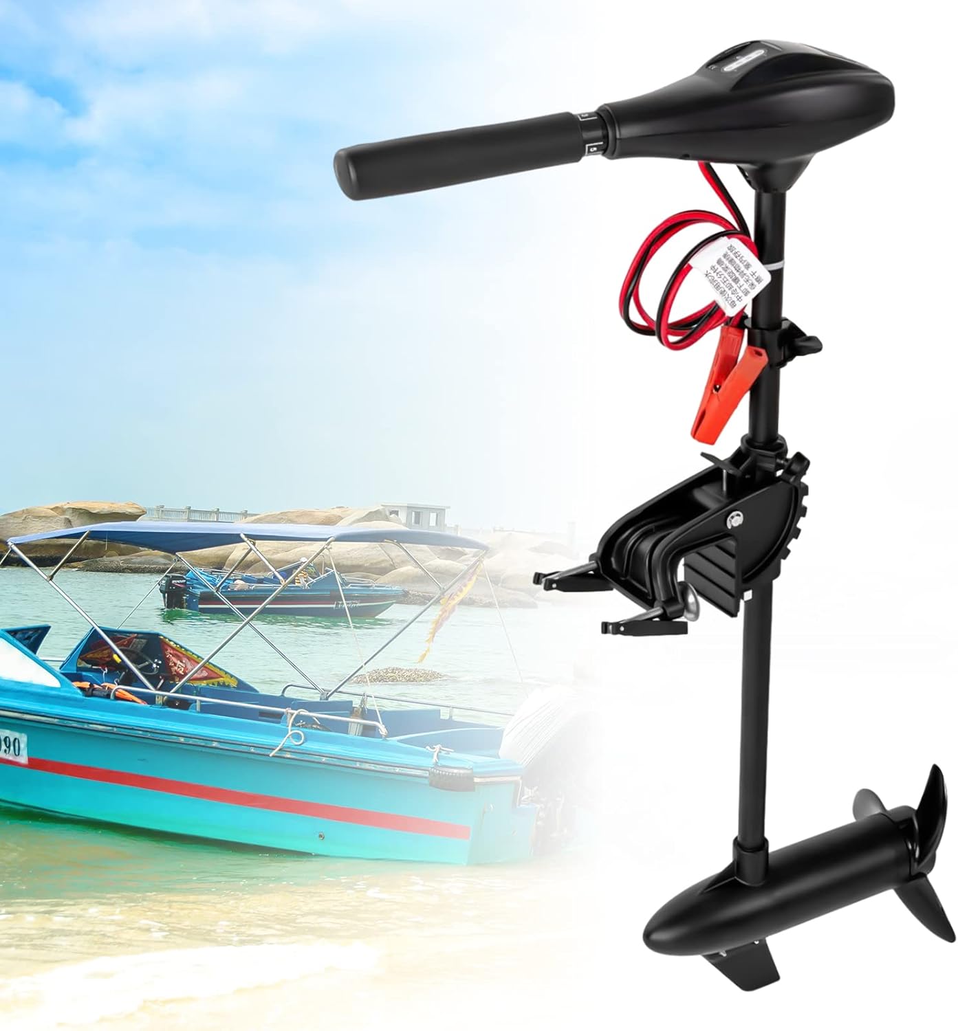 Motor de arrastre eléctrico de empuje de 40 libras, 12 V, motor de arrastre eléctrico de agua salada montado en el popa de empuje para barcos de