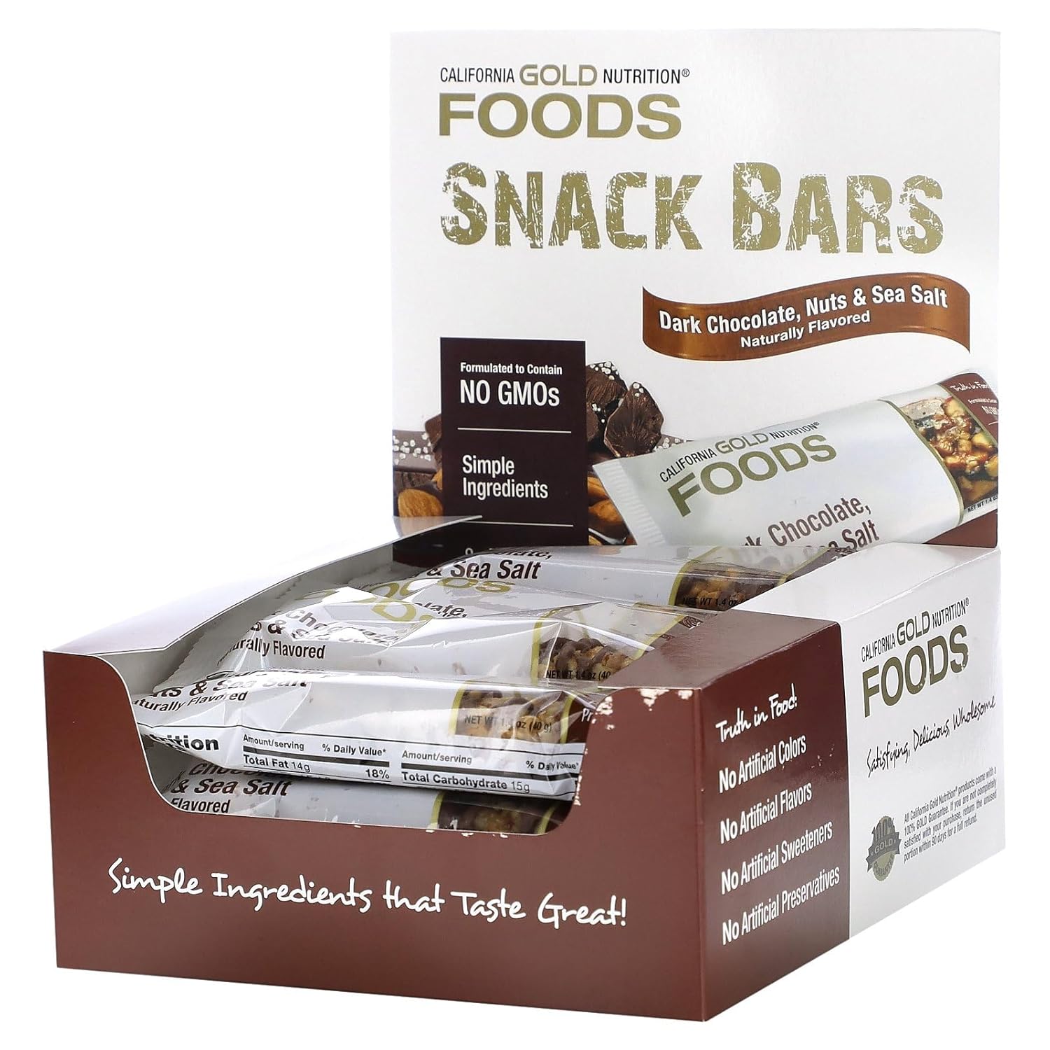 Alimentos – Barra de oro de chocolate negro, nueces y sal marina, 12 barras, California Gold Nutrition