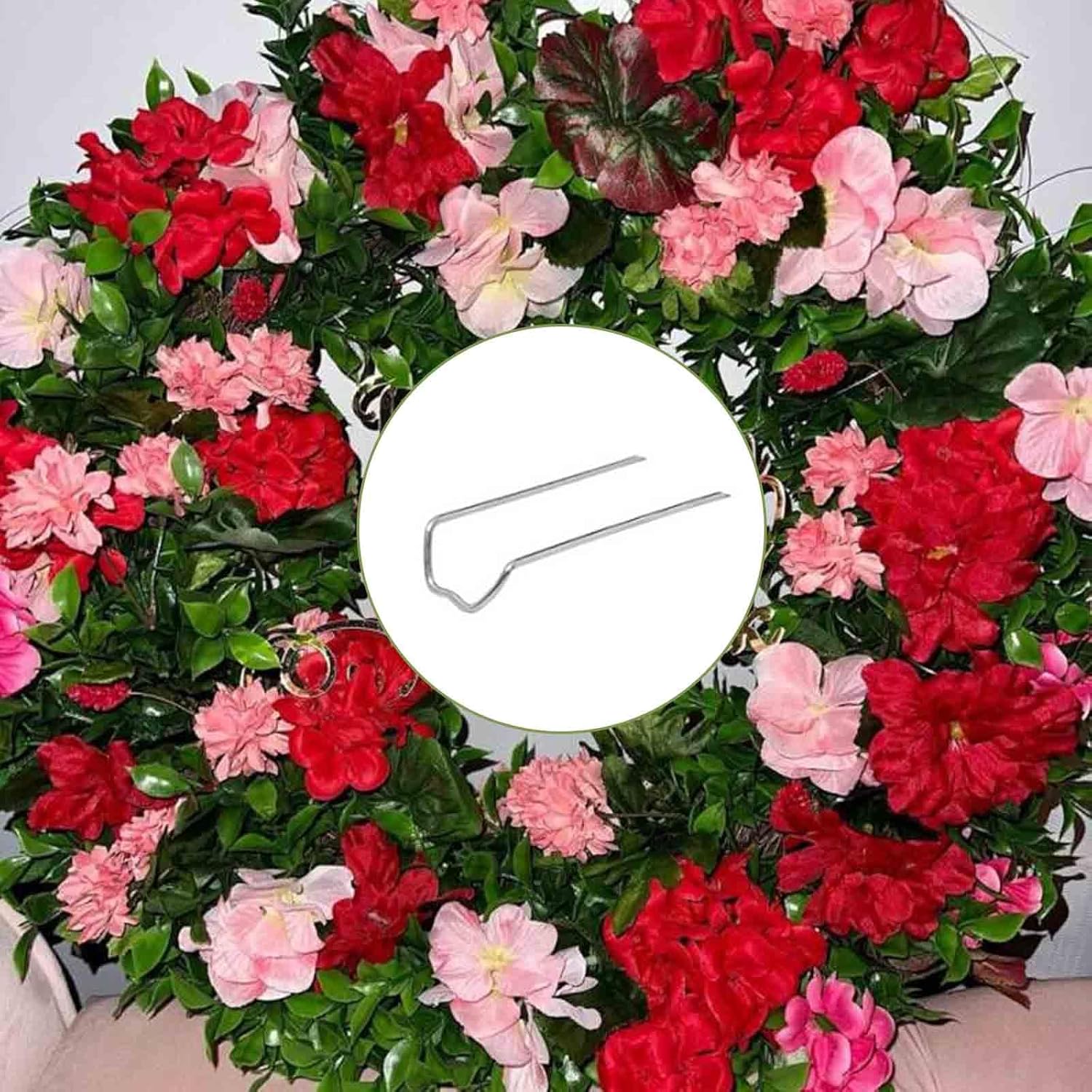 300 alfileres florales en U  1.7 pulgadas en forma de U, alfileres verdes de helecho floral con caja de almacenamiento para espuma de poliestireno,