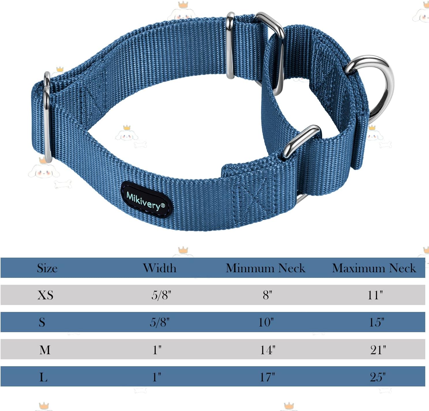 Mikivery Martingale – Collar de nailon ajustable y de seguridad para entrenamiento de seguridad, coloridos y cómodos collares para mascotas con
