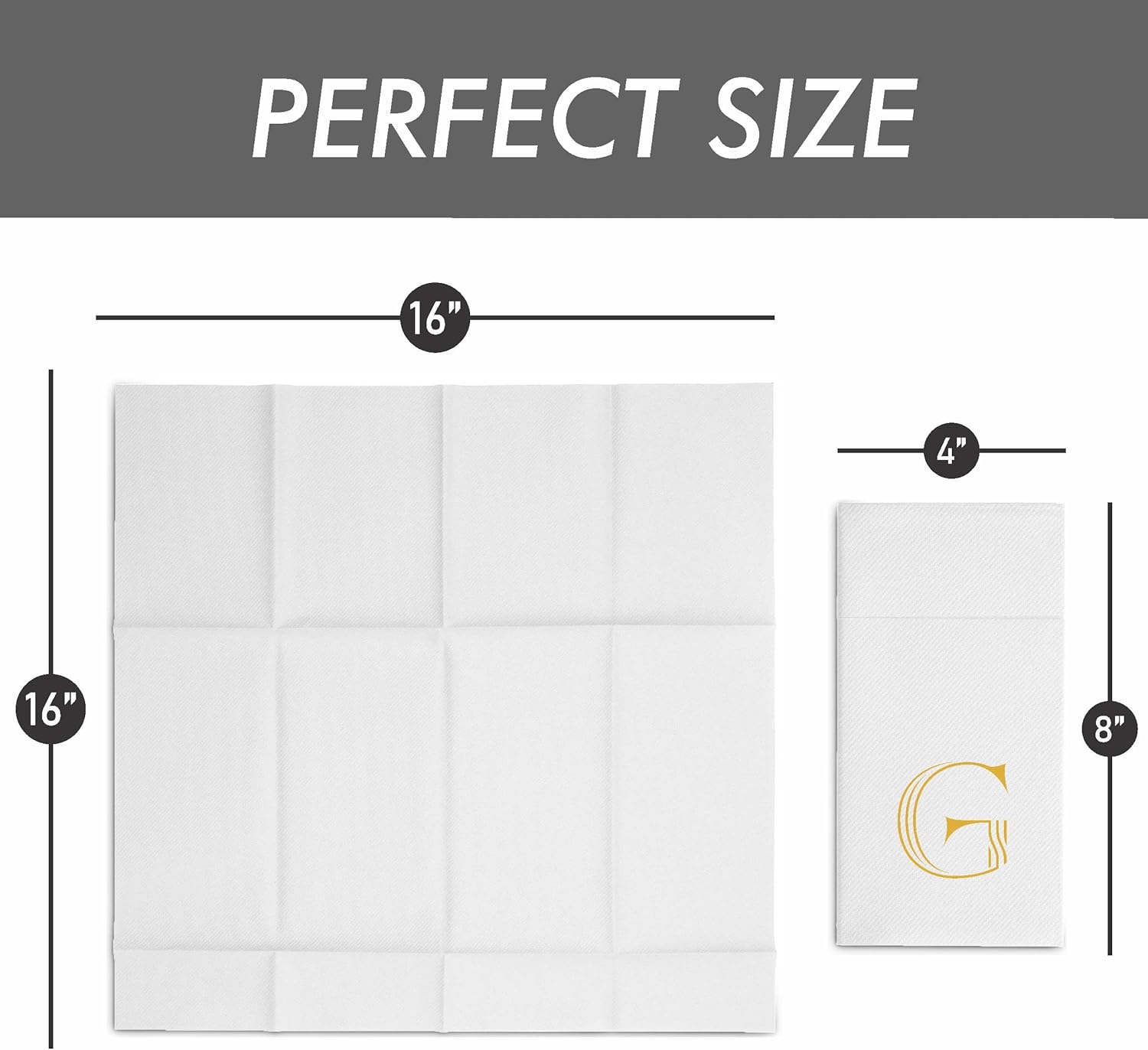 Servilletas con monograma con bolsillo para cubiertos, paquete de 50 servilletas desechables de 16 x 16 pulgadas, papel de aluminio dorado con letra