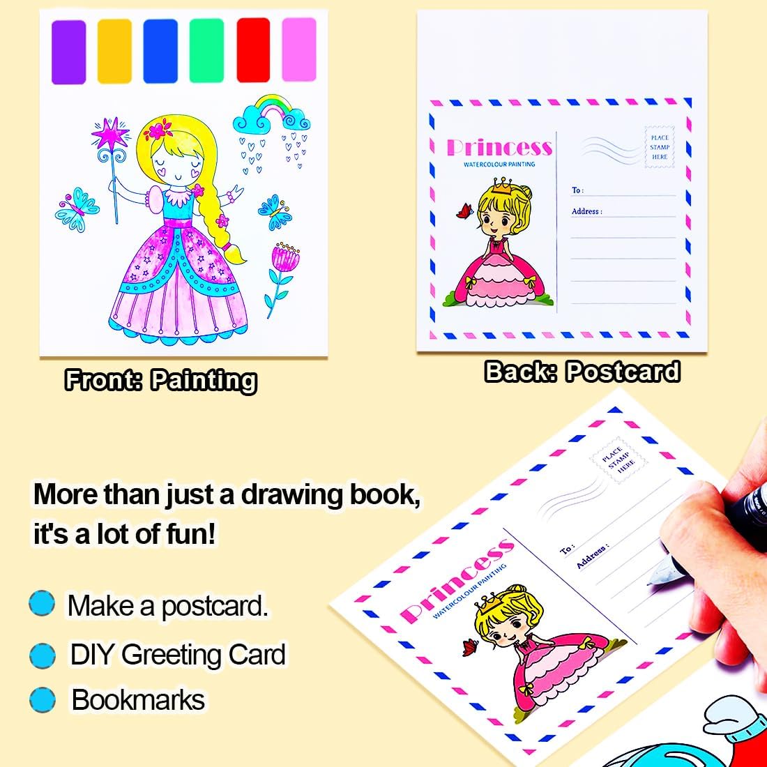YXOTJHS Juegos de pintura de acuarela para niños, pintura grande con libros de agua, libros de acuarela para colorear para niños de 4 a 8 años,