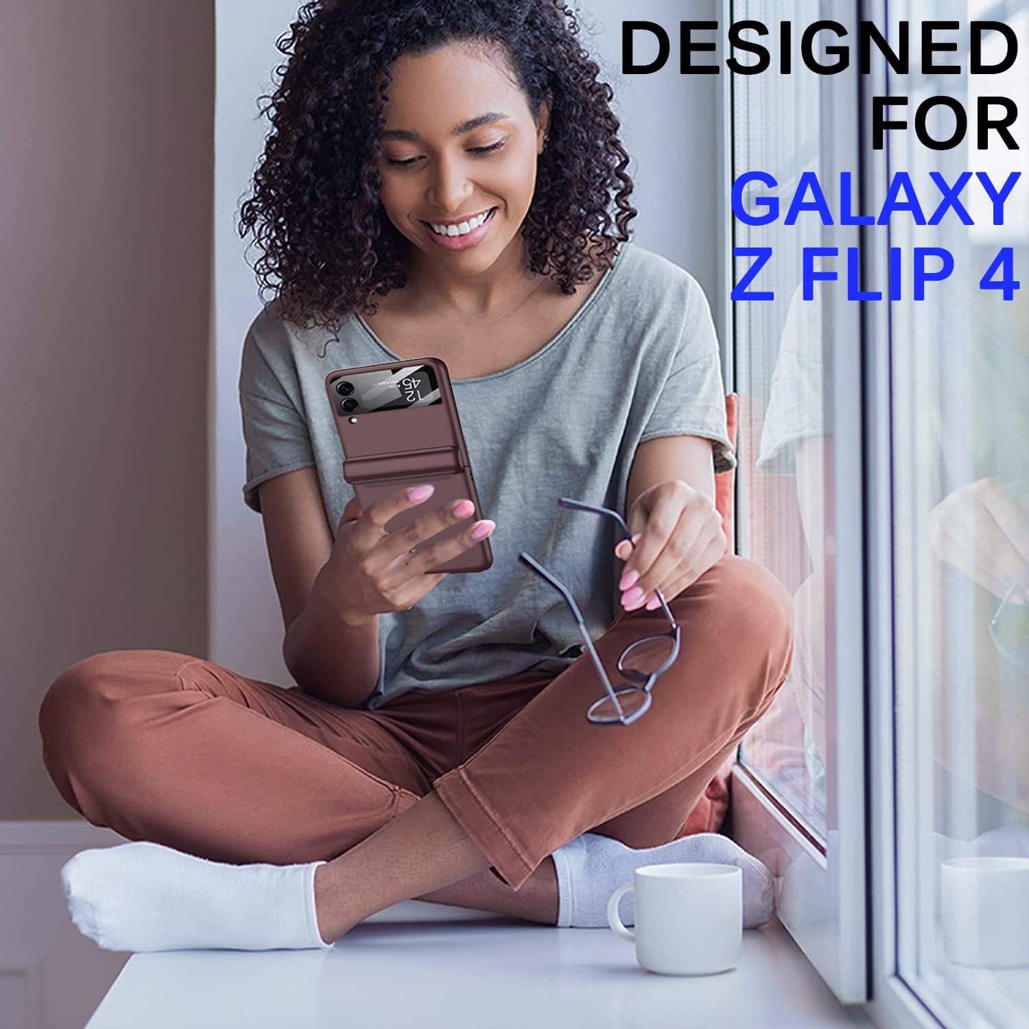 Miimall Funda compatible con Samsung Galaxy Z Flip 4, Z Flip 4 con protección magnética de bisagra + funda magnética ultrafina de policarbonato duro