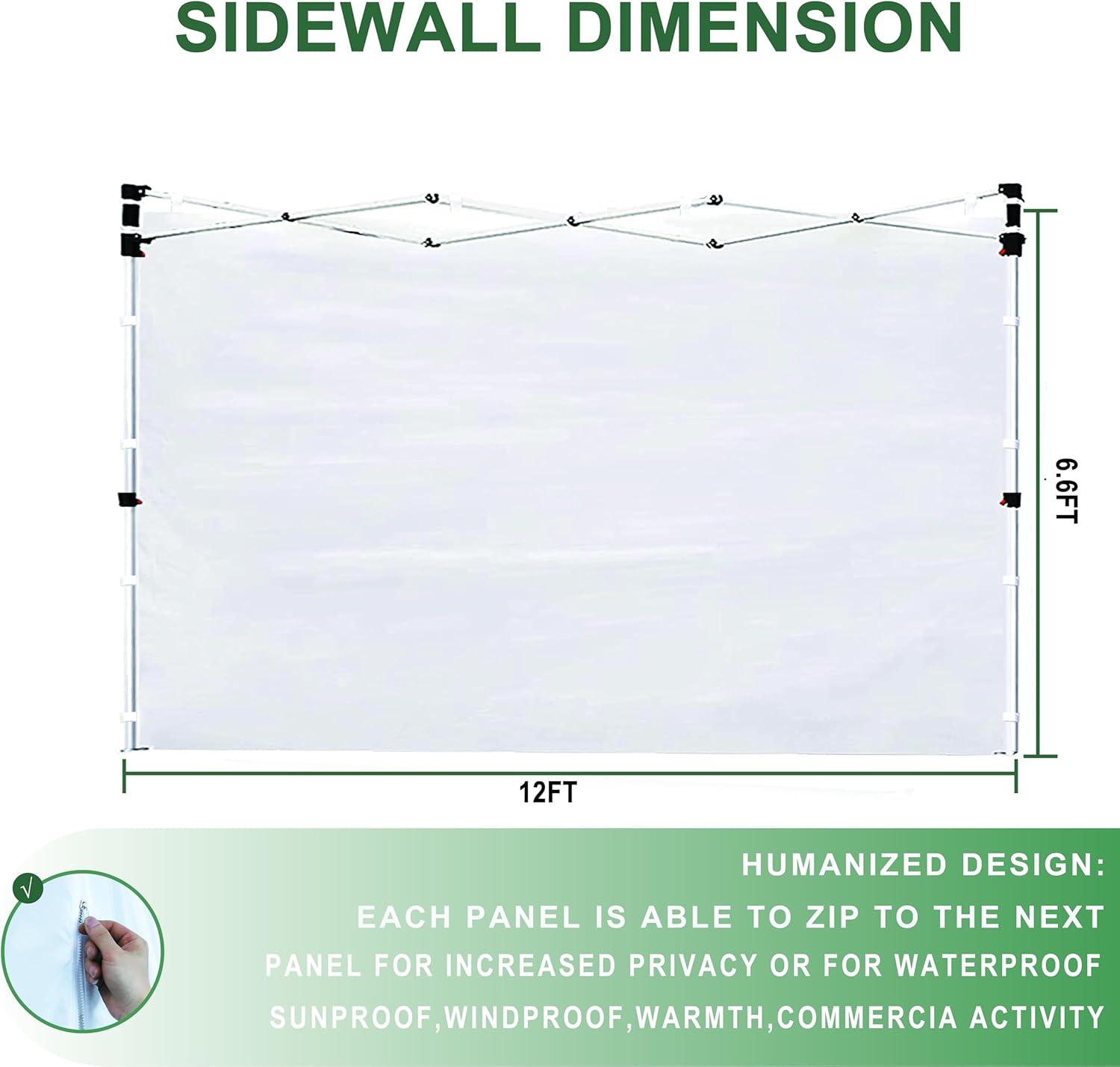 EMSCANOPY – Pared solar para marco de toldo de 12 x 12 pulgadas, paquete de 3 solo paredes laterales, (beige)