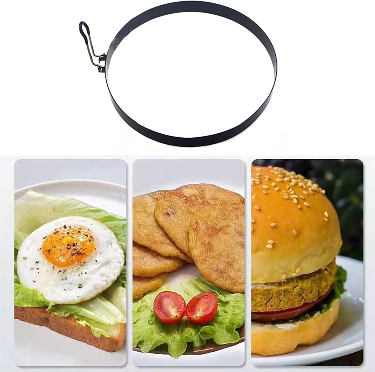Juego de anillos de huevo de acero inoxidable, molde redondo para tortitas de huevo con asa, molde antiadherente para huevos, molde para panqueques