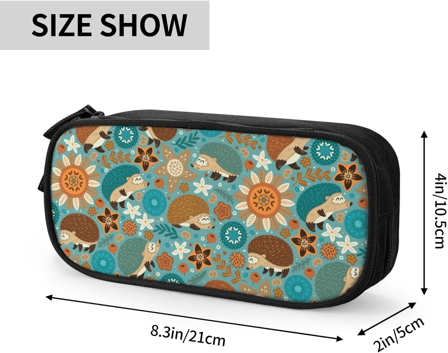 Lindos erizos y estampado floral estuche de gran capacidad para lápices titular de la pluma bolsas de lápiz organizador de cremallera bolsa de