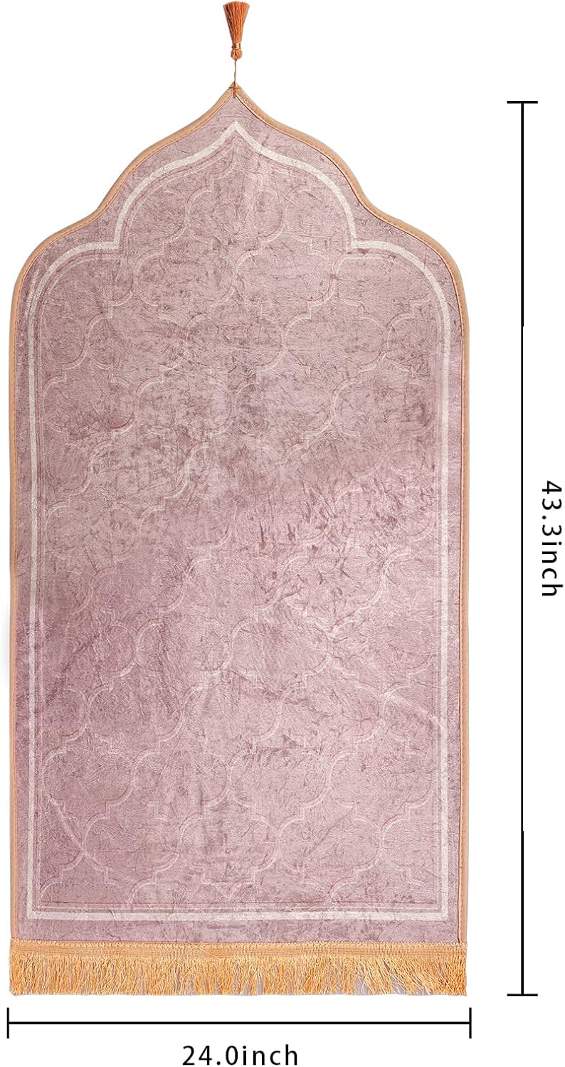 Alfombra de oración musulmana, alfombra de terciopelo islámico turco, para regalos de Ramadán, alfombra de oración de franela suave para mujeres y