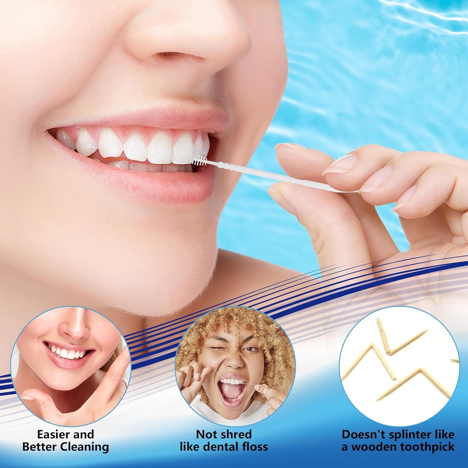 DanTicy Palillos de dientes interdentales, palillos de dientes dentales de cerdas suaves, palillos de dientes, ayuda a eliminar la placa y los