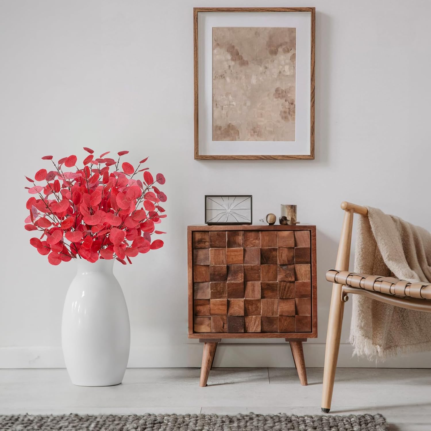 8 piezas de hojas de eucalipto artificiales de otoño, decoraciones de otoño falsas, ramas de eucalipto para el hogar, chimenea, granja, fiesta,
