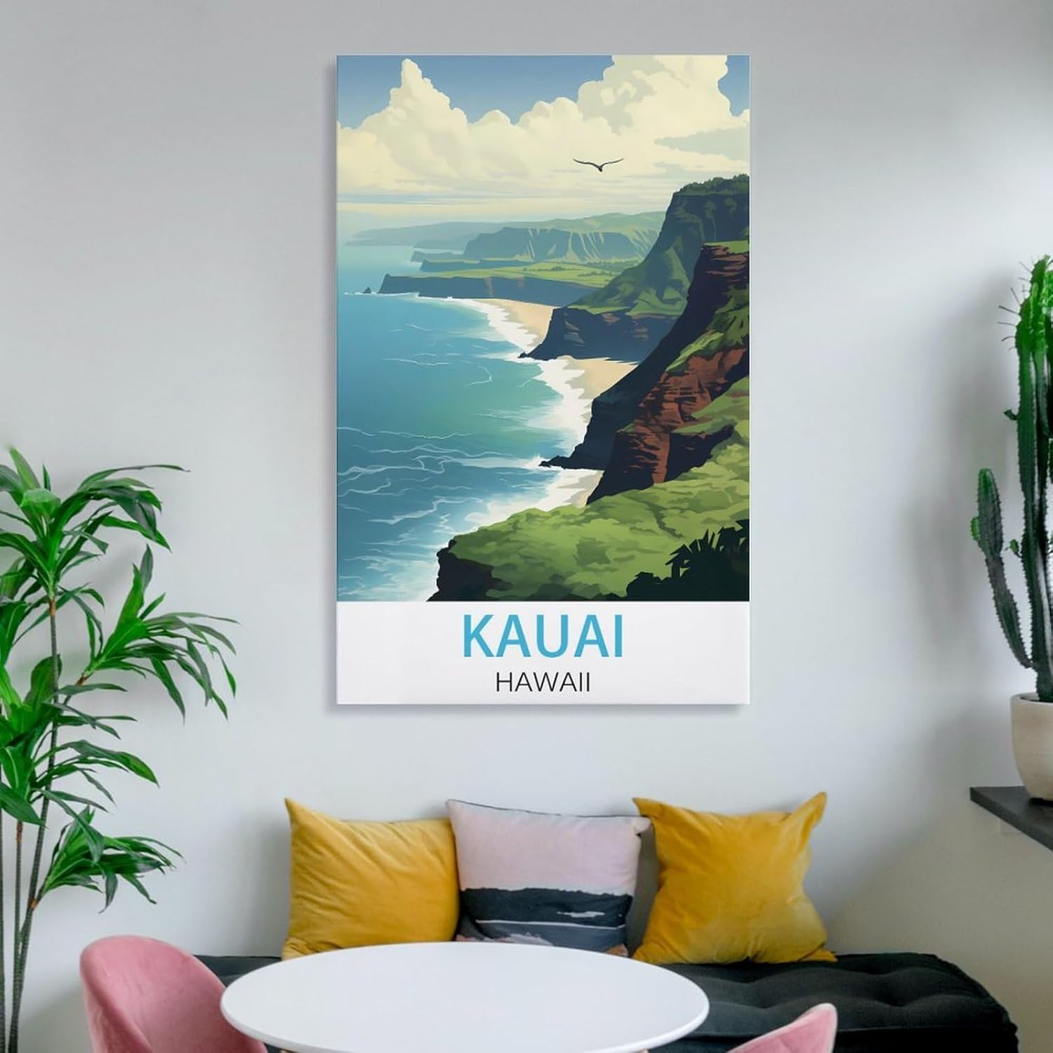 Kauai Hawaii – Pósteres de viaje vintage costeros de 08 x 12 pulgadas (7.9 x 11.8 in) para pared, pintura en lienzo para sala de estar, decoración