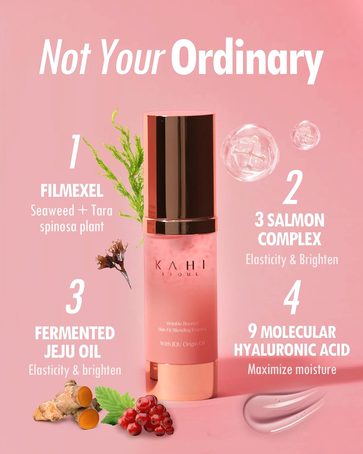 KAHI Wrinkle Bounce Skin Fit Blending Korean Essence  Hidratante facial diario para piel seca y combinación  Hidratante facial hidratante Esencia de