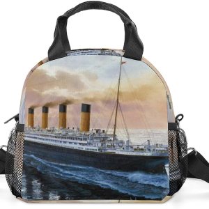 Retro Titanic Famous Old Historic – Bolsa de almuerzo reutilizable con correa para el hombro para hombres y mujeres Retro Titanic Famous Old Historic – Bolsa de almuerzo reutilizable con correa para el hombro para hombres y mujeres