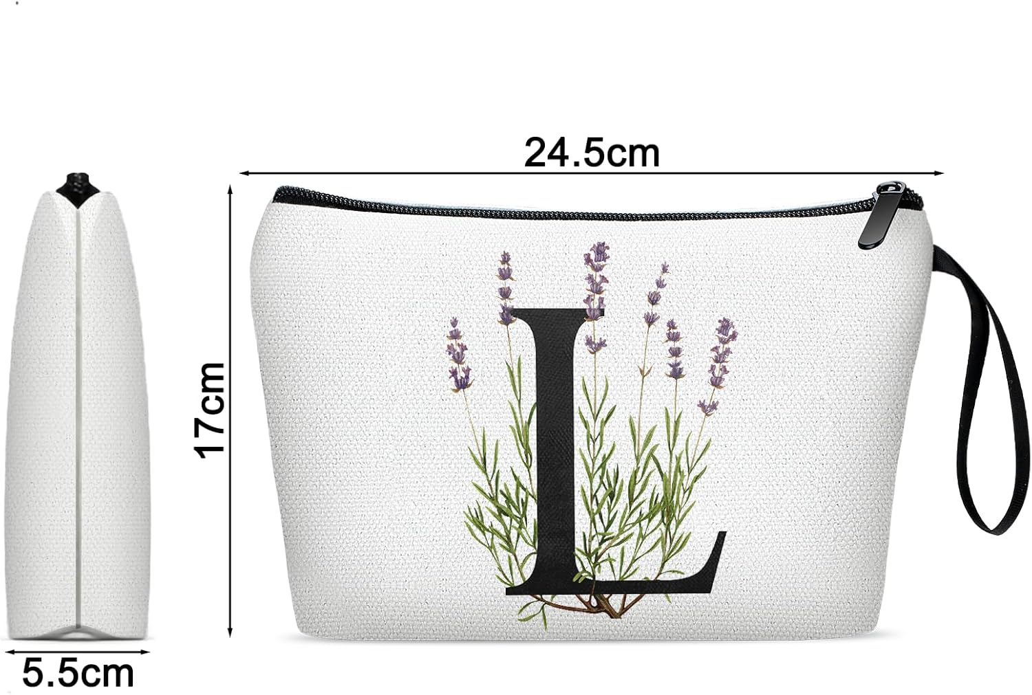 Bolsas con letras iniciales de flores para mujer, bolsa de maquillaje con inicial, bolsa de cosméticos con inicial, bolsa de maquillaje
