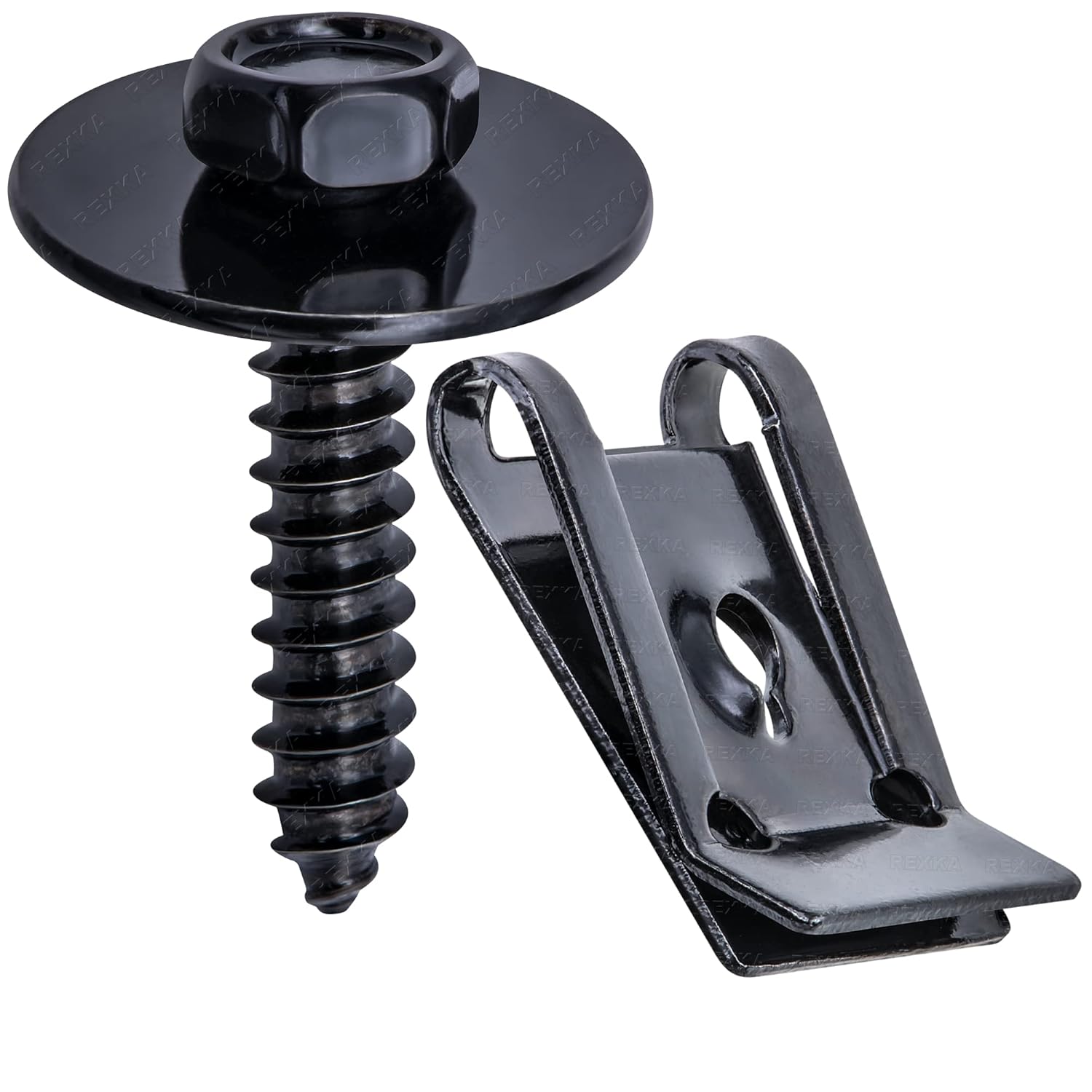 Rexka Juego de 20 juegos de guardabarros universales M4.2, protector contra salpicaduras de motor, tornillo de cabeza hexagonal y tuerca en U para