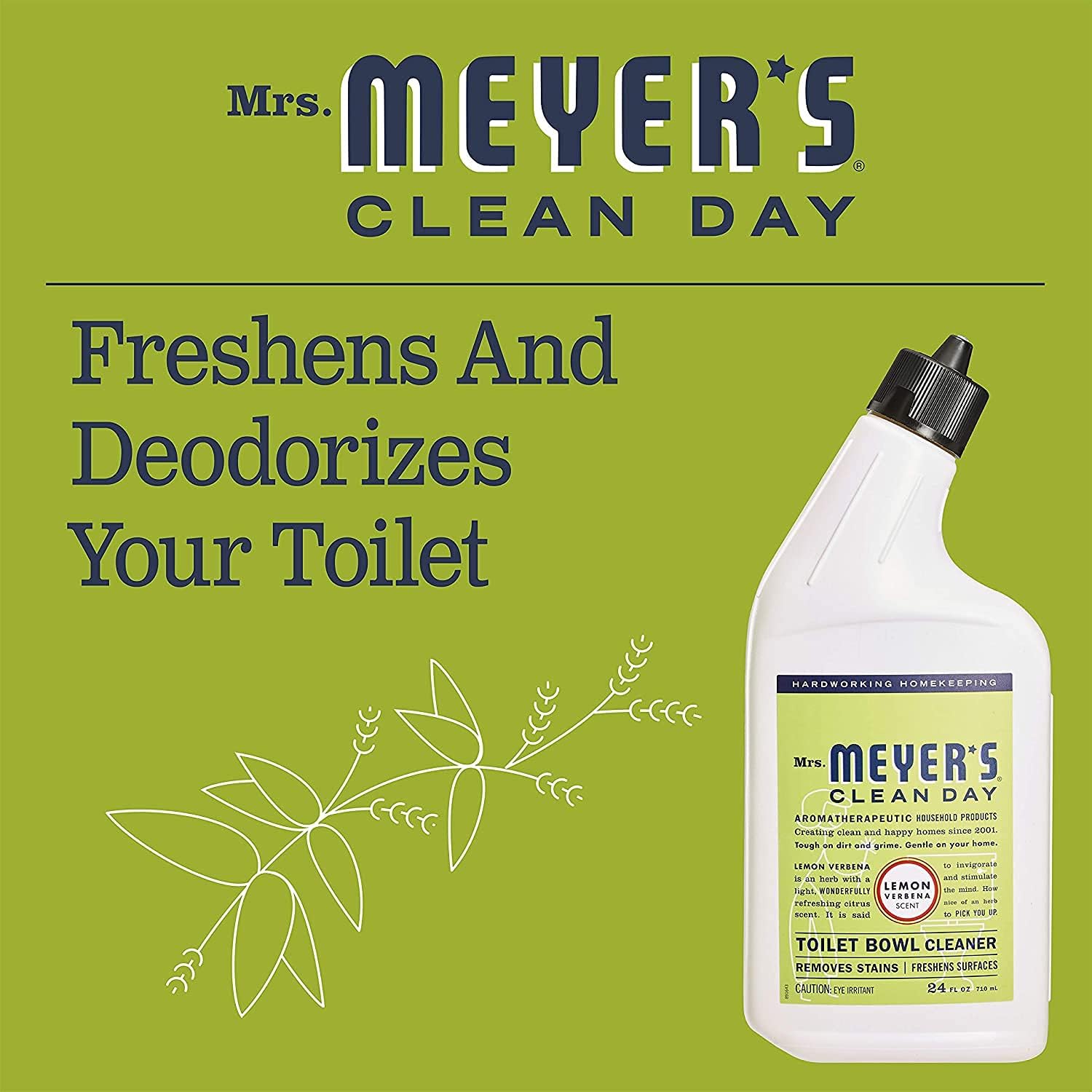 Mrs. Meyer’s Limpiador de inodoro Lemon Verbena (24 onzas) (paquete de 2)