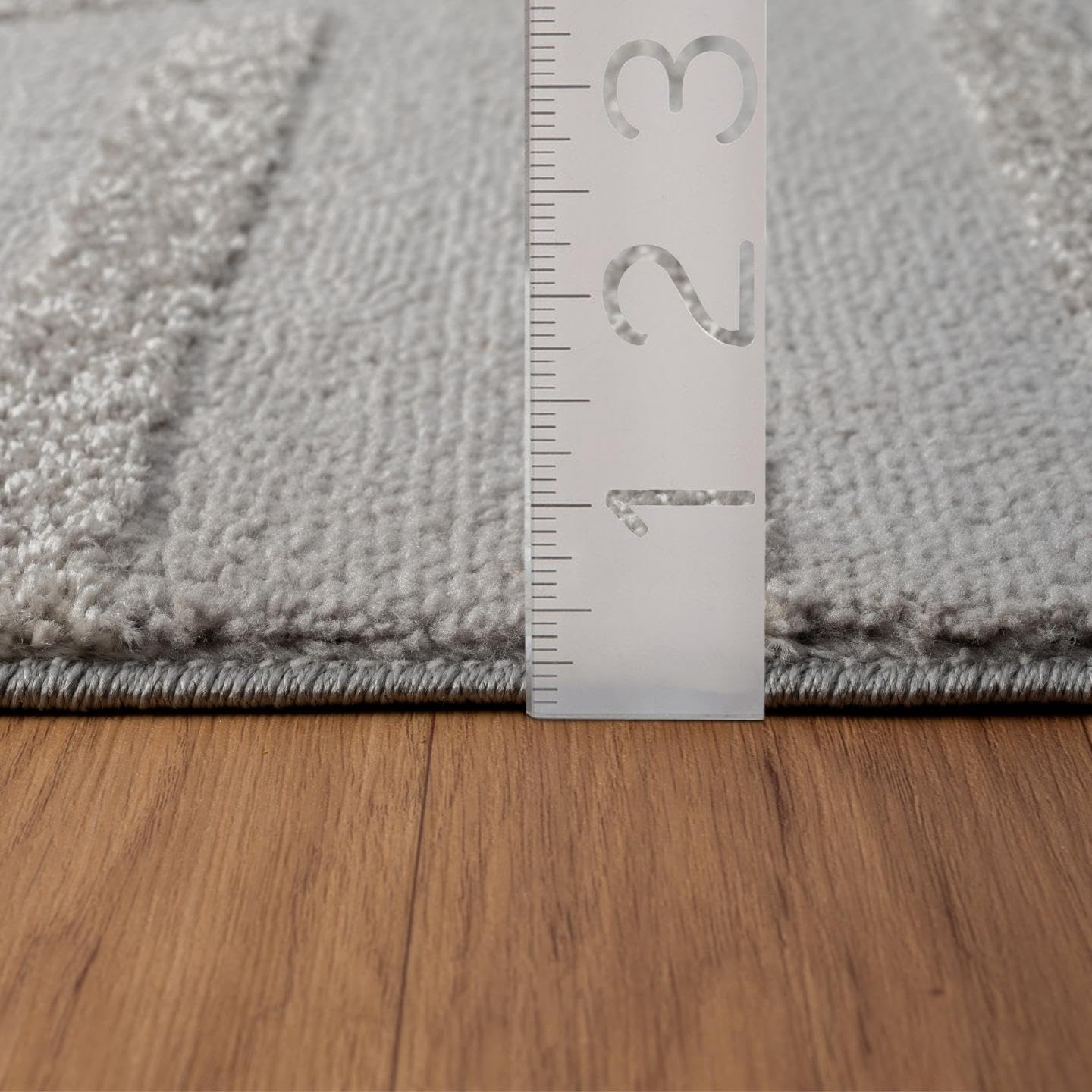 LUXE WEAVERS Alfombra geométrica moderna plateada 6×9, alfombra de textura alta y baja
