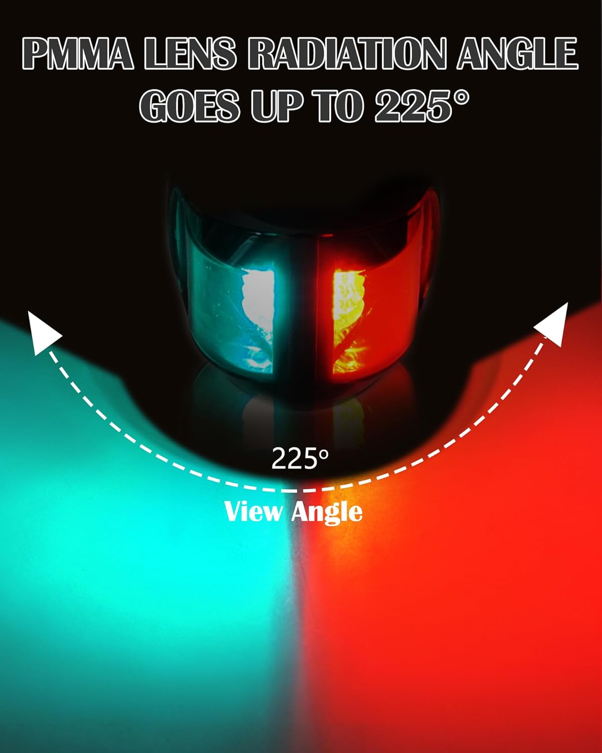 Marine Boat Navigation Lights – 2NM 12V Red Port Green Starboard Light Stern 3 NM Bi-Color Lights – Operates at IP55 IP67 – Water Resistant Lamp