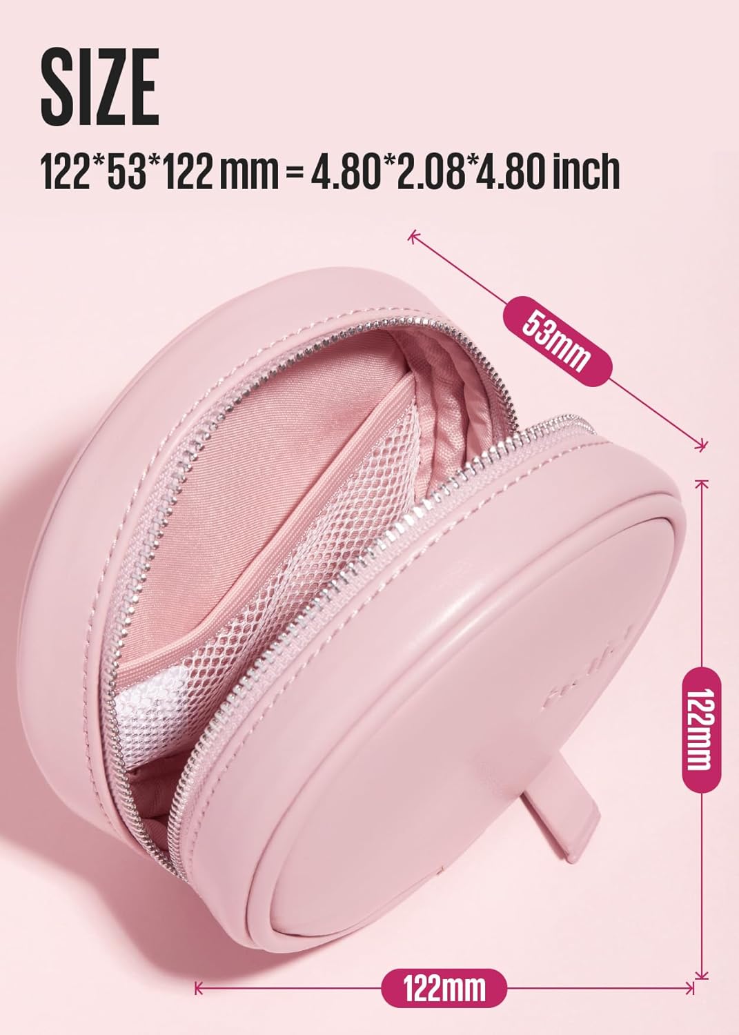 Kaja Bolsa de maquillaje Let’s Go  Bolsa redonda de maquillaje multifuncional para mujeres y niñas, impermeable, duradera, apta para viajes,