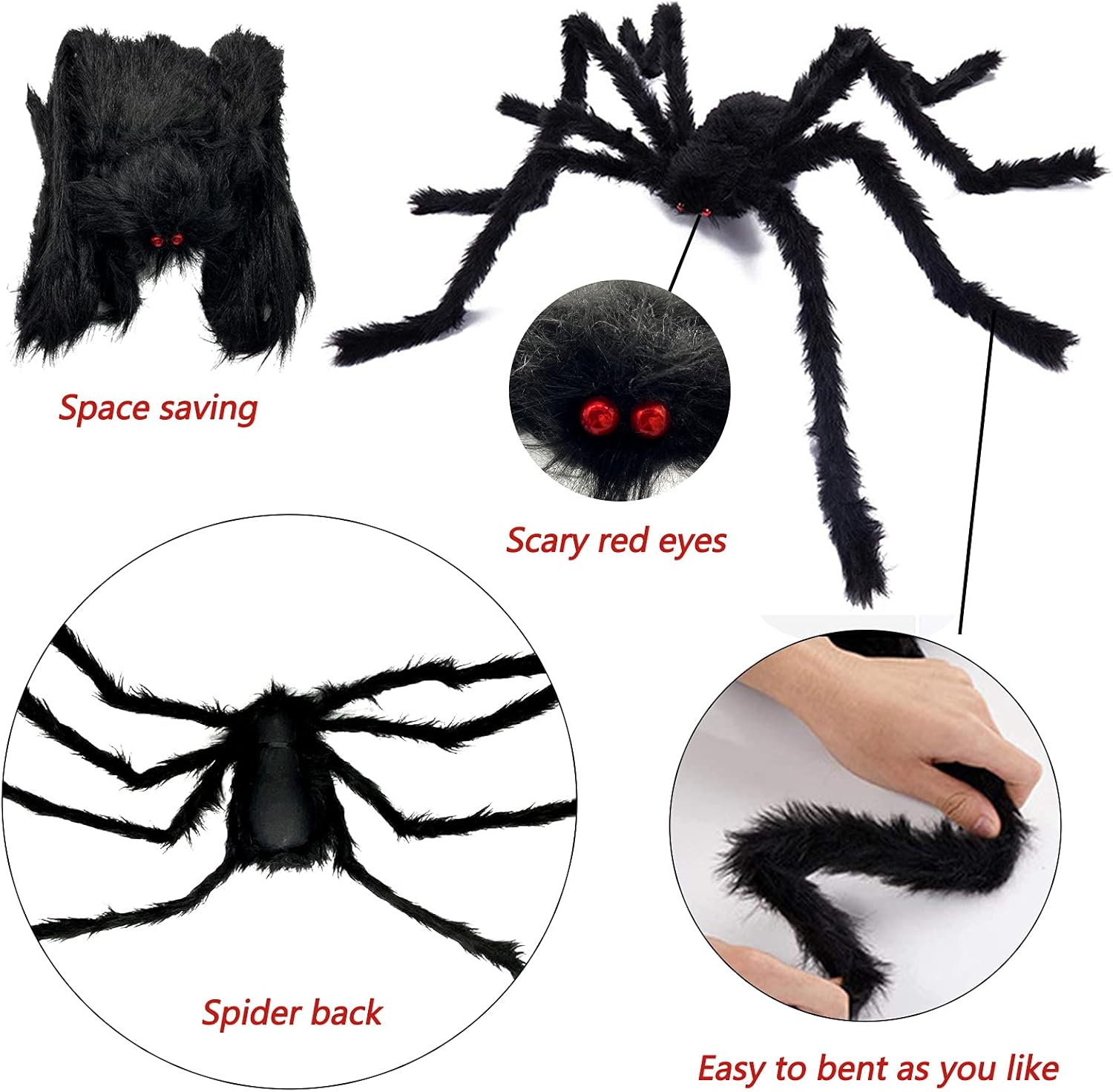 Decoraciones de Halloween para exterior, decoración de telaraña de 295 pulgadas, araña grande de 59 pulgadas, 100 arañas pequeñas, telarañas