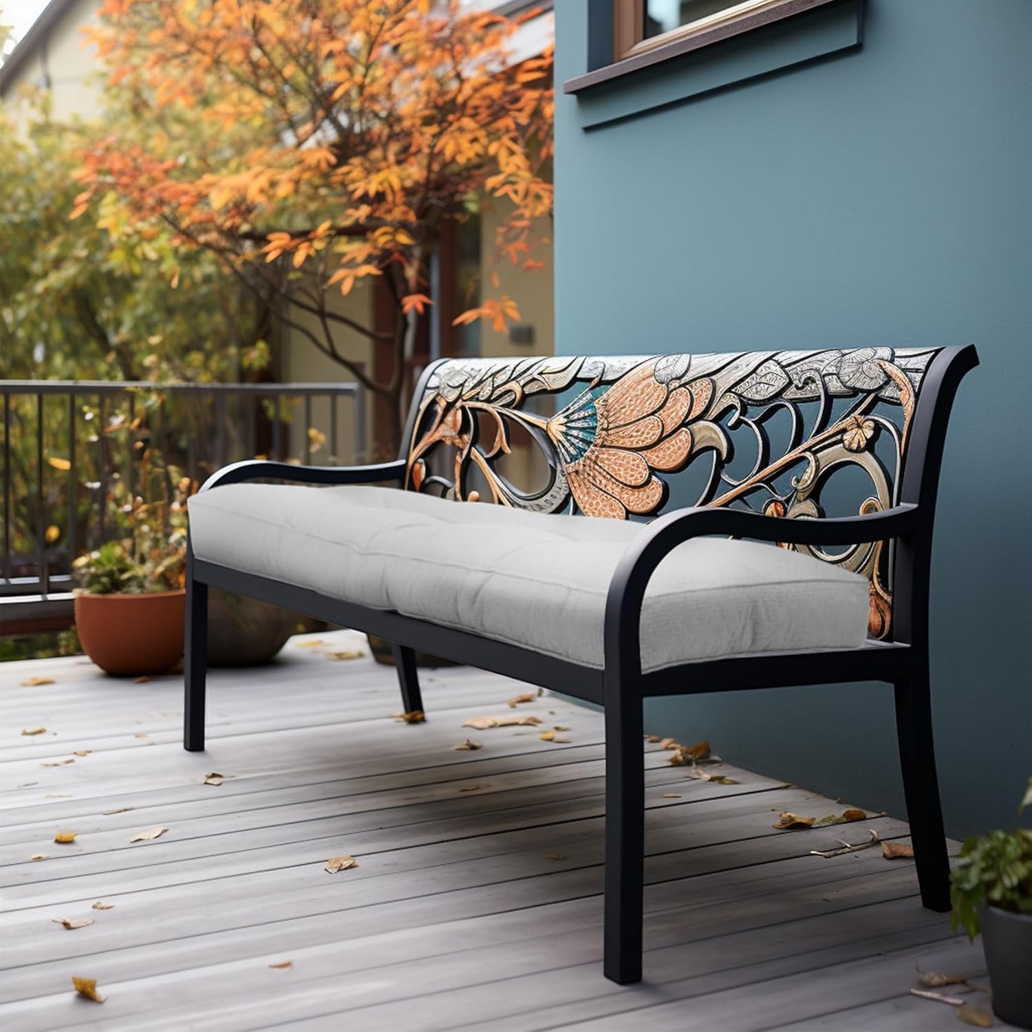 RULAER Cojín de banco copetudo para interiores, 36 x 14 x 4 pulgadas, extra grueso, suave, antideslizante, duradero, para muebles de exterior, cojín
