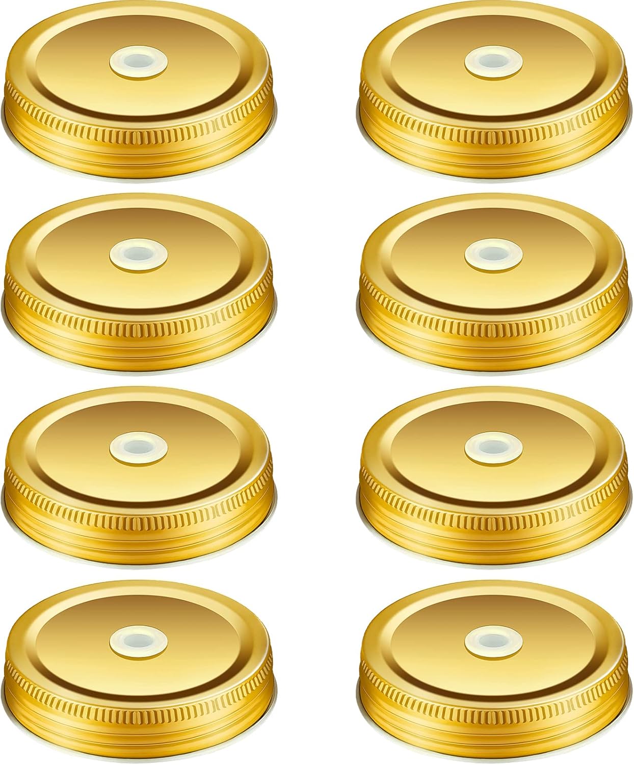 8 tapas para tarros de conservas de boca regular de acero inoxidable con agujero para pajilla, tarro reutilizable a prueba de fugas, 2.7 pulgadas