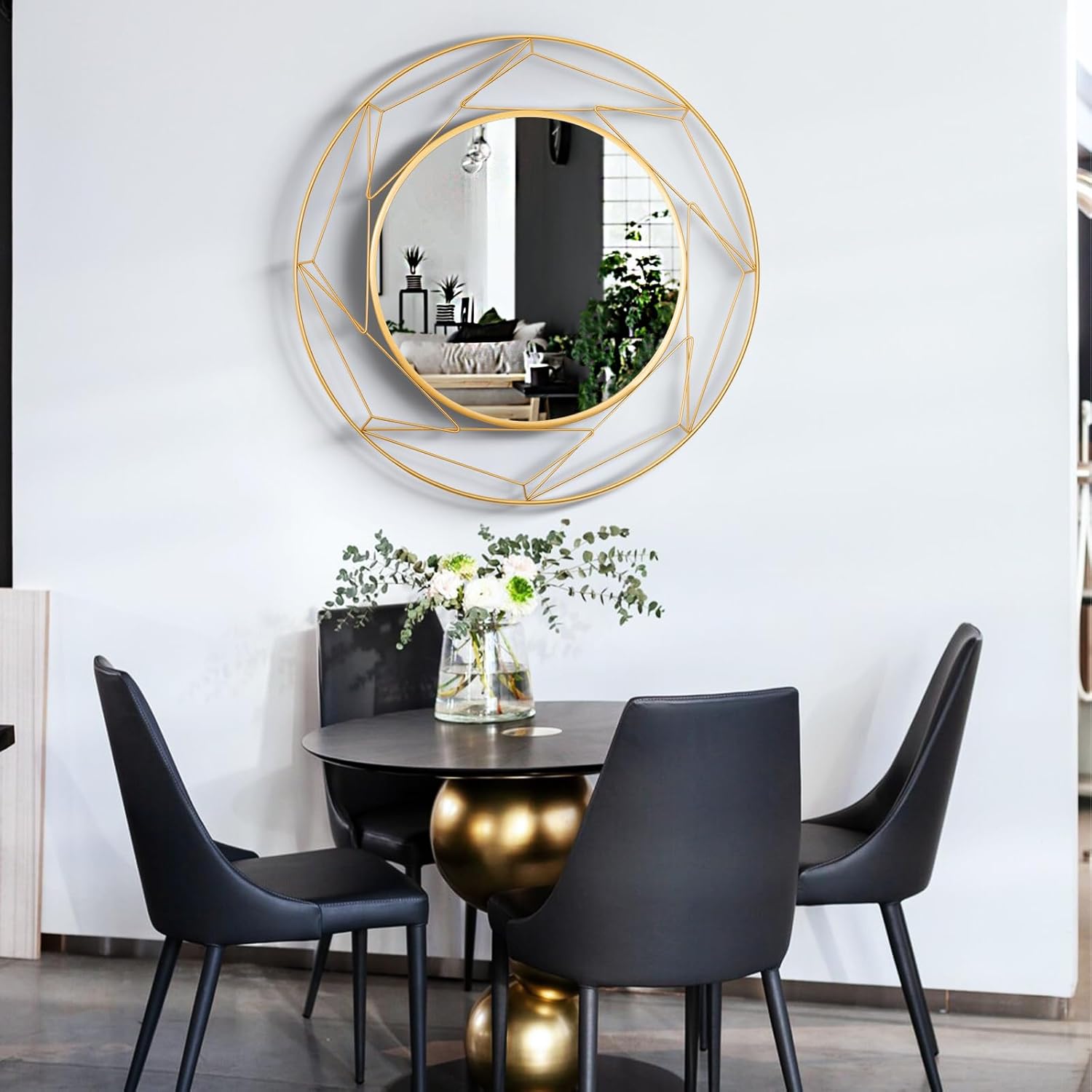 Espejos redondos dorados de 24 pulgadas para decoración de pared, espejo circular moderno, espejos decorativos para sala de estar, entrada,