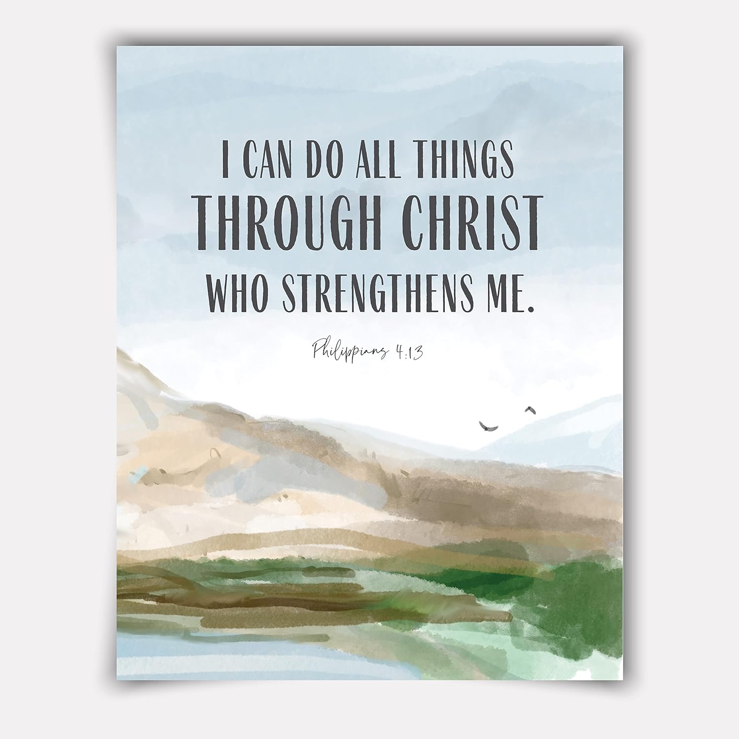 Juego de póster con versículo bíblico con texto en inglés “I Can Do All Things Through Christ”, decoración de pared cristiana de 4 piezas, arte de