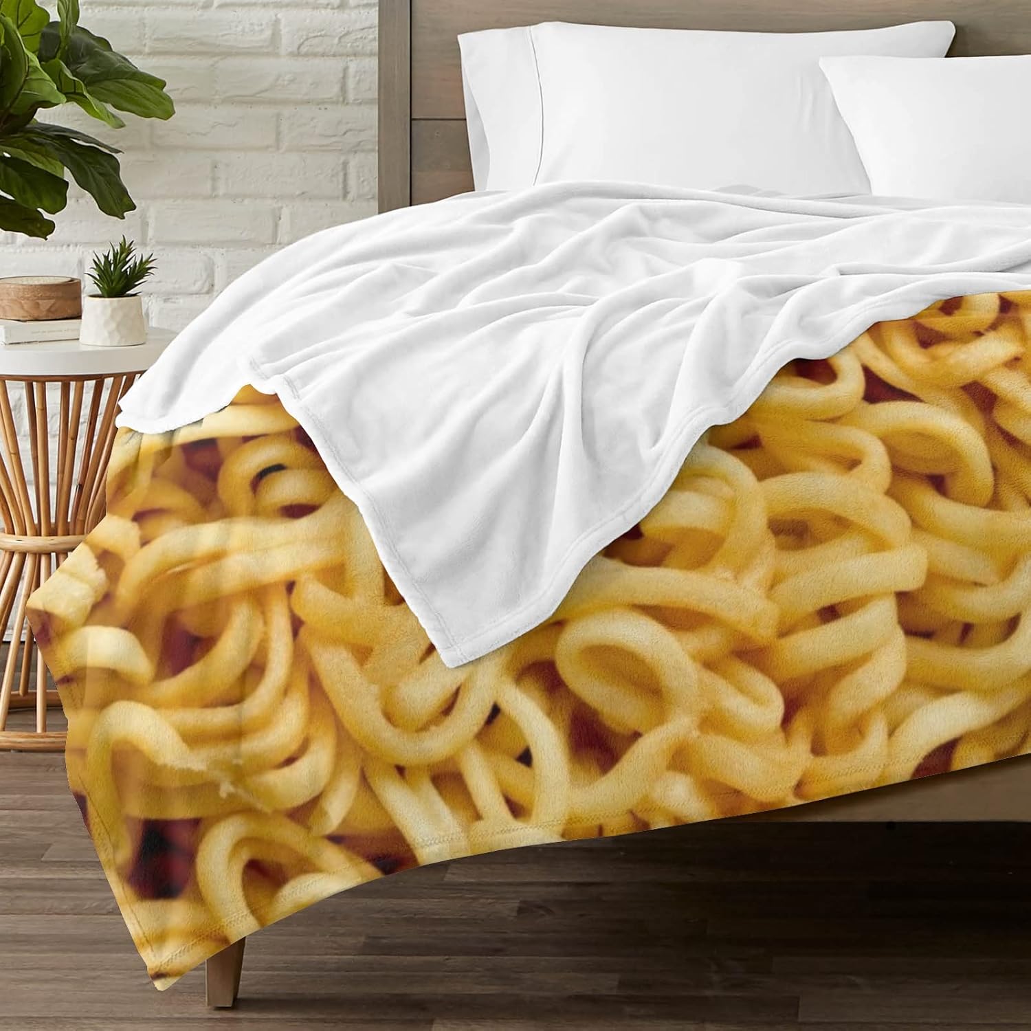 Ramen – Manta de sopa instantánea de fideos 3D, divertida, realista, ultra suave, de 50 x 40 pulgadas, para viajes, todas las estaciones, cama,