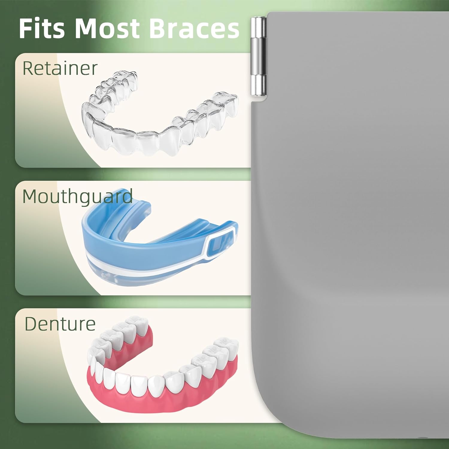 Nearockle Paquete de 2 fundas de silicona con cordón, funda suave para dentaduras postizas con orificios de ventilación compatibles con Invisalign,