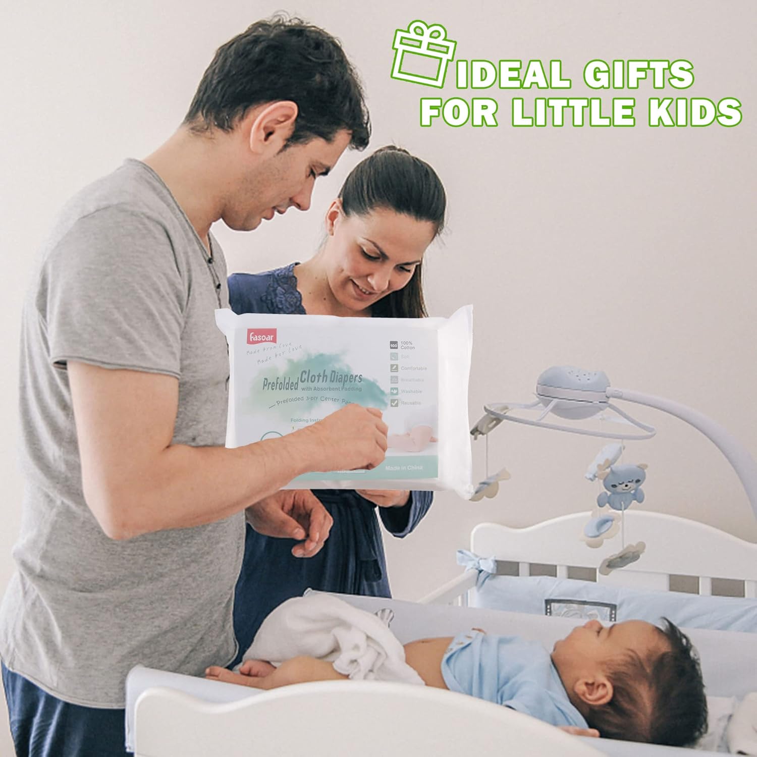 Pañales de tela preplegados, de algodón de primera calidad, 3 capas, respetuosos con el medio ambiente, lavables, para bebés y niños pequeños,