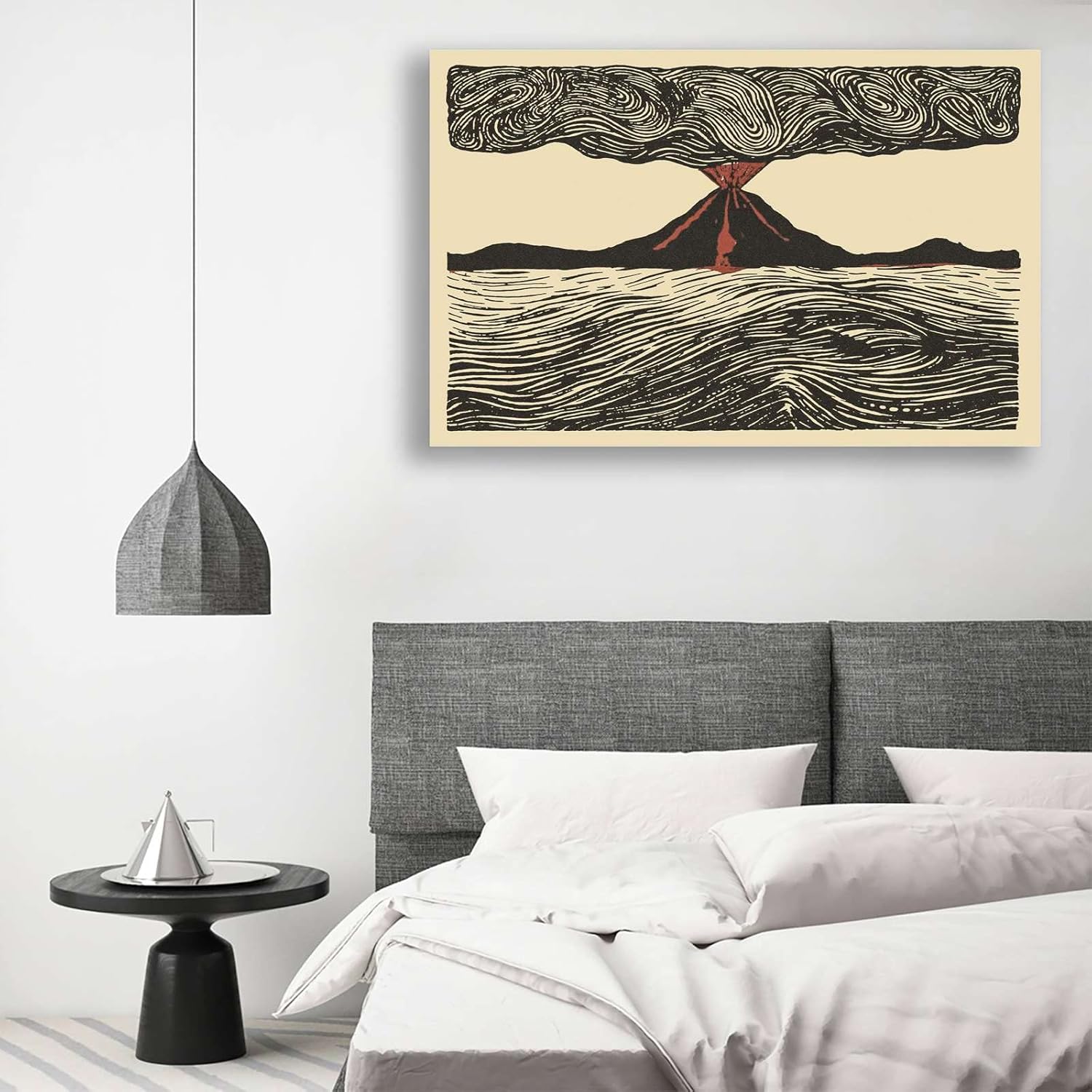 Imágenes de pared de lienzo 1902 Monte desconocido Pelee Erupción famosa línea dibujo lava negra isla volcánica geología póster cocina hogar comedor