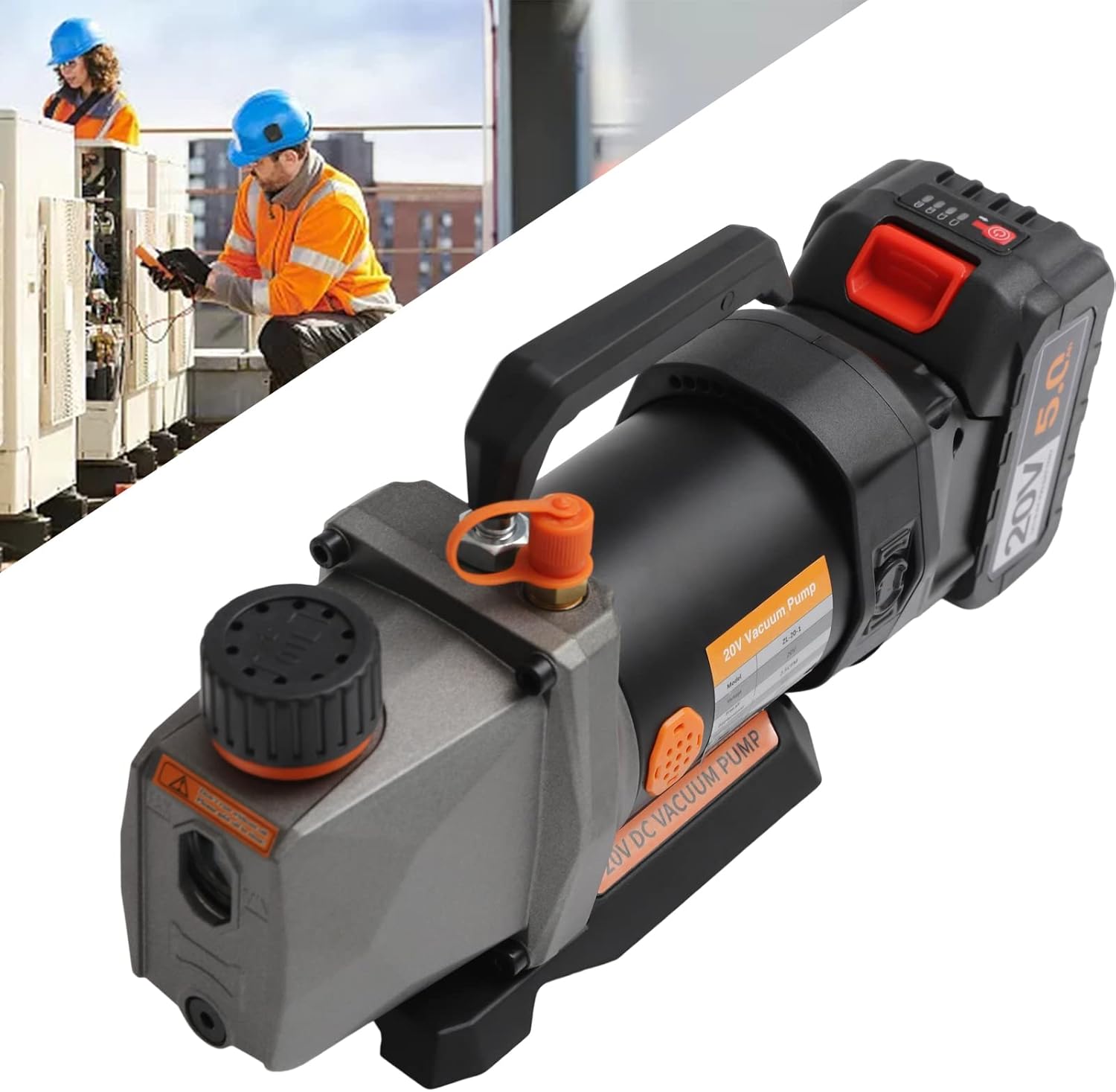 Bomba de vacío de una sola etapa, 2.5CFM 20V batería de litio DC inversor para aire acondicionado refrigerante