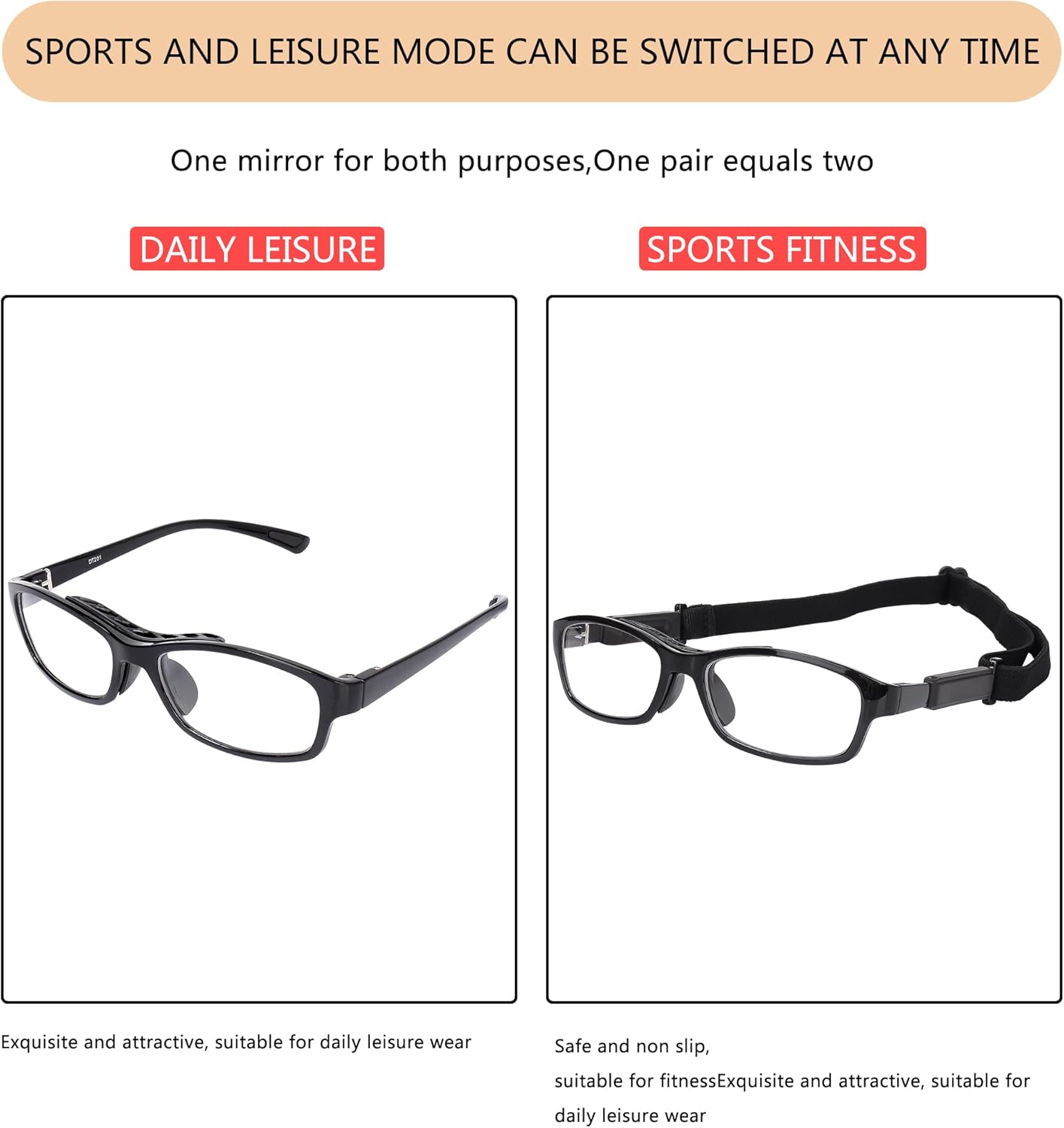 Gafas deportivas, gafas de seguridad para fútbol, con correa ajustable, patillas intercambiables para hombres y jóvenes