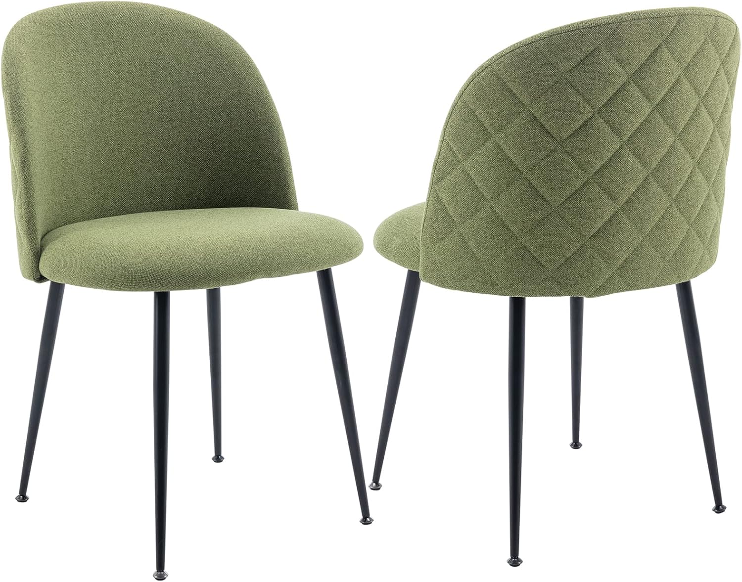 Guyou Juego de 2 sillas de comedor tapizadas de tela, sillas laterales modernas con respaldo redondo, sillas decorativas modernas con patas de metal