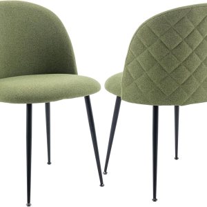 Guyou Juego de 2 sillas de comedor tapizadas de tela, sillas laterales modernas con respaldo redondo, sillas decorativas modernas con patas de metal Guyou Juego de 2 sillas de comedor tapizadas de tela, sillas laterales modernas con respaldo redondo, sillas decorativas modernas con patas de metal